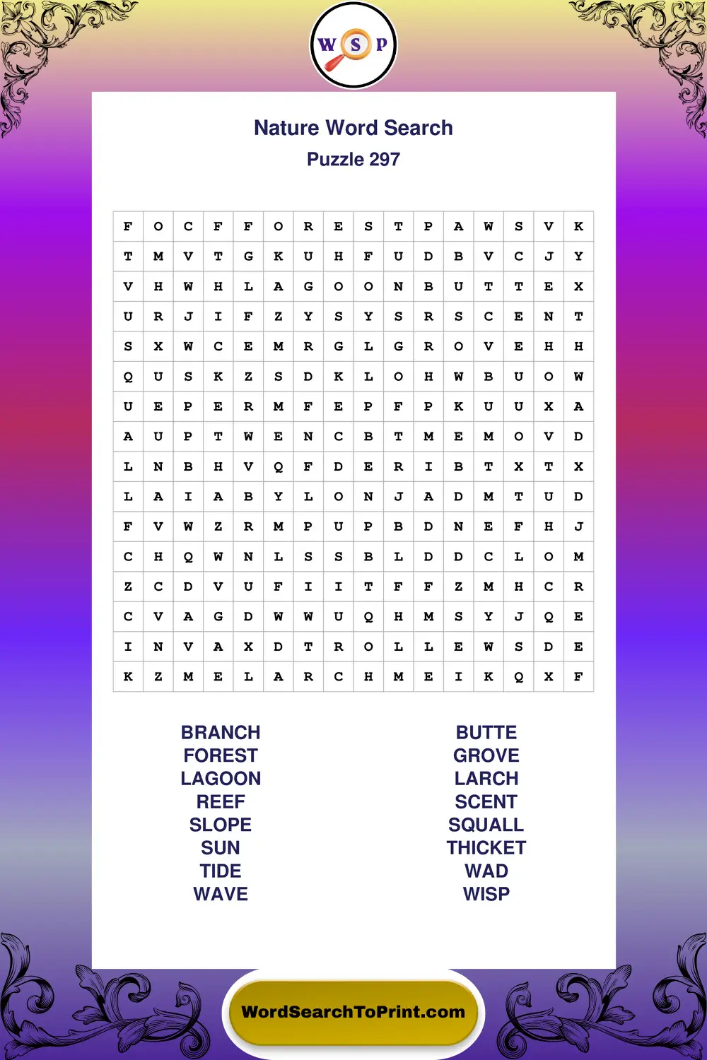 Nature Word Search Puzzle 297