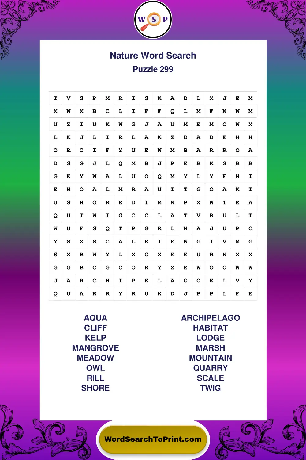 Nature Word Search Puzzle 299