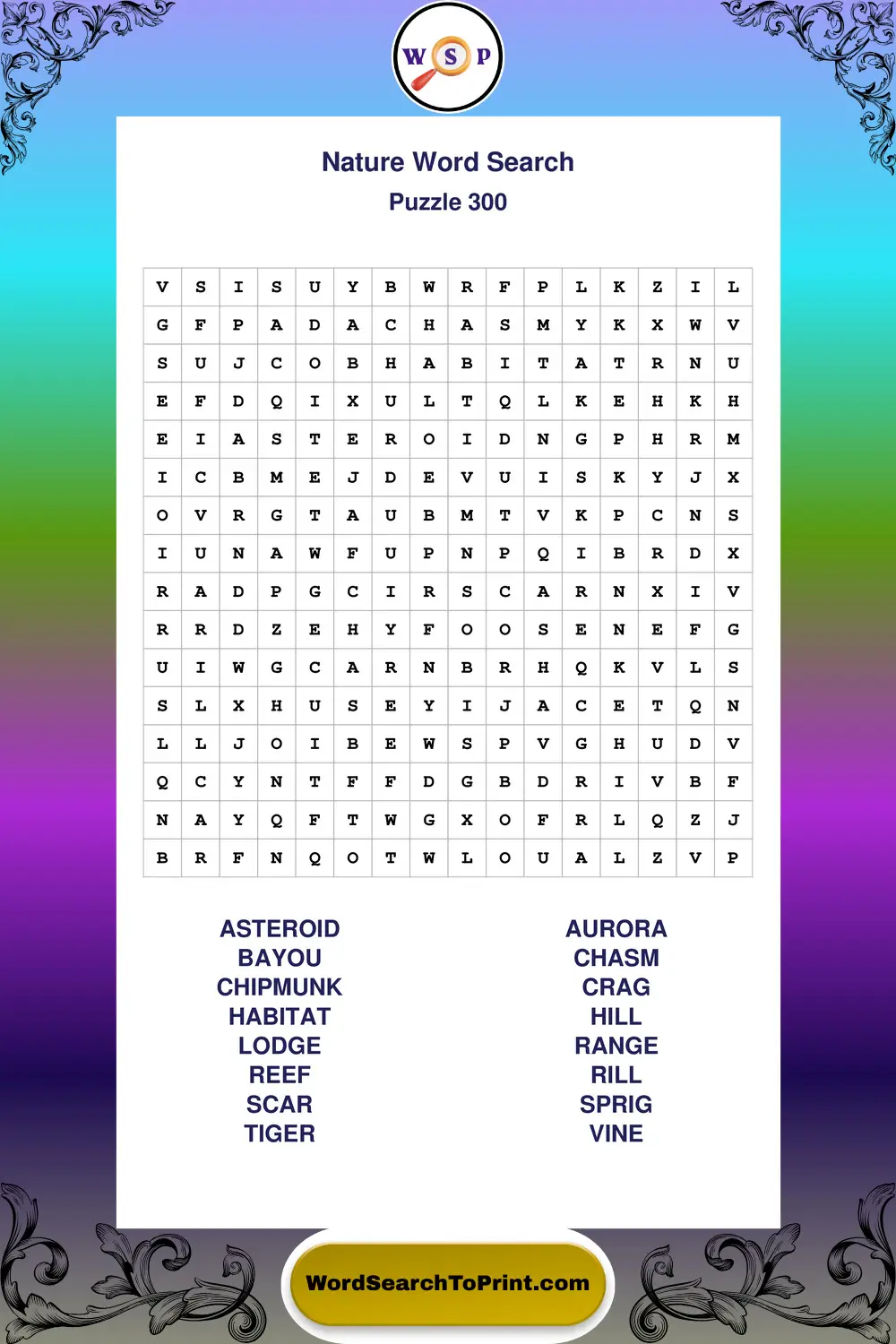 Nature Word Search Puzzle 300
