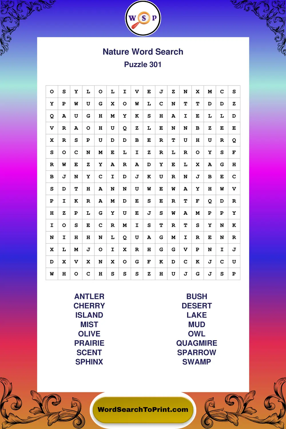 Nature Word Search Puzzle 301