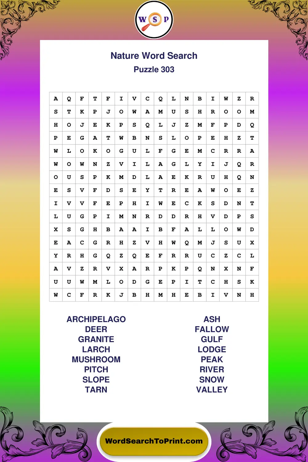 Nature Word Search Puzzle 303