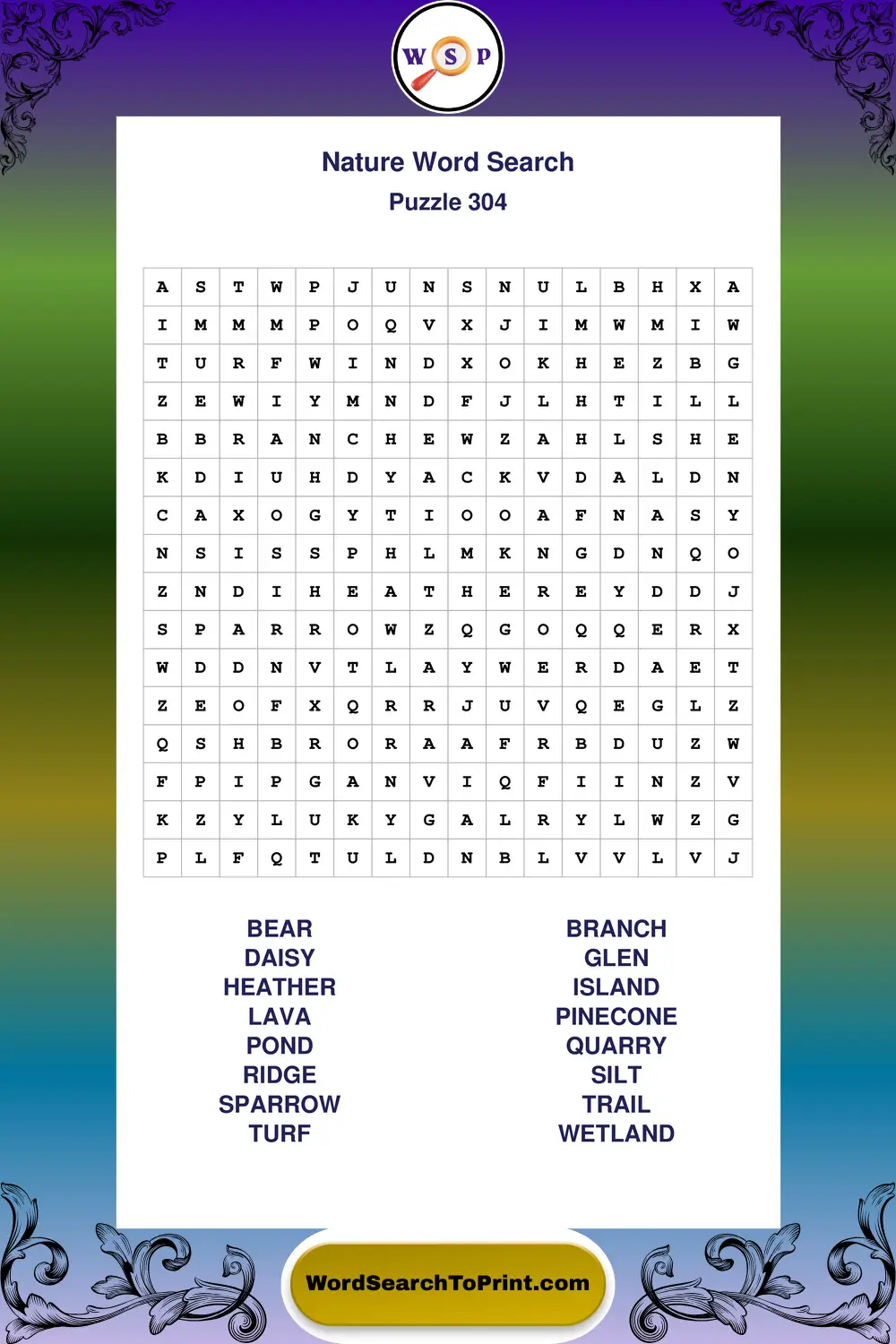 Nature Word Search Puzzle 304