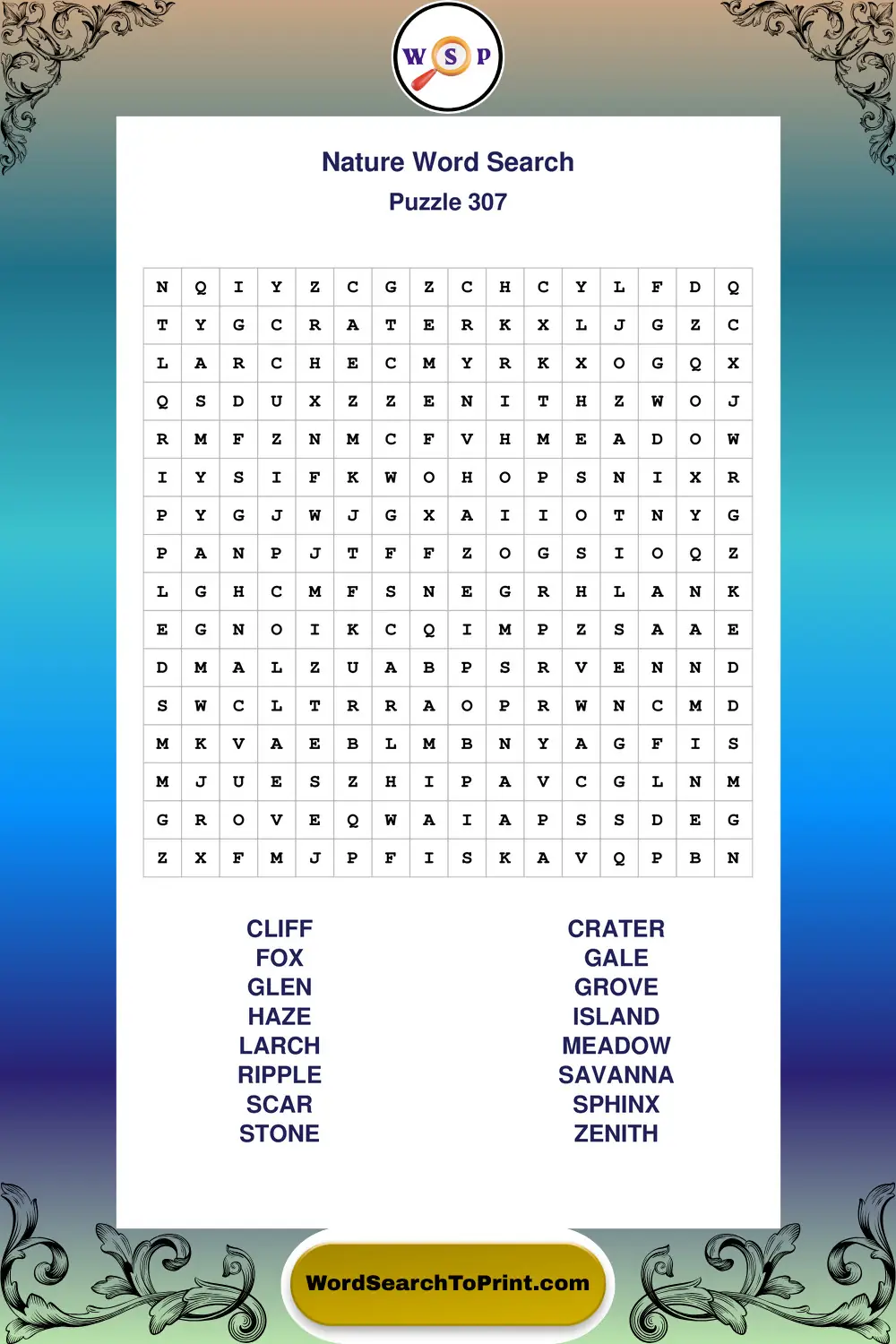 Nature Word Search Puzzle 307