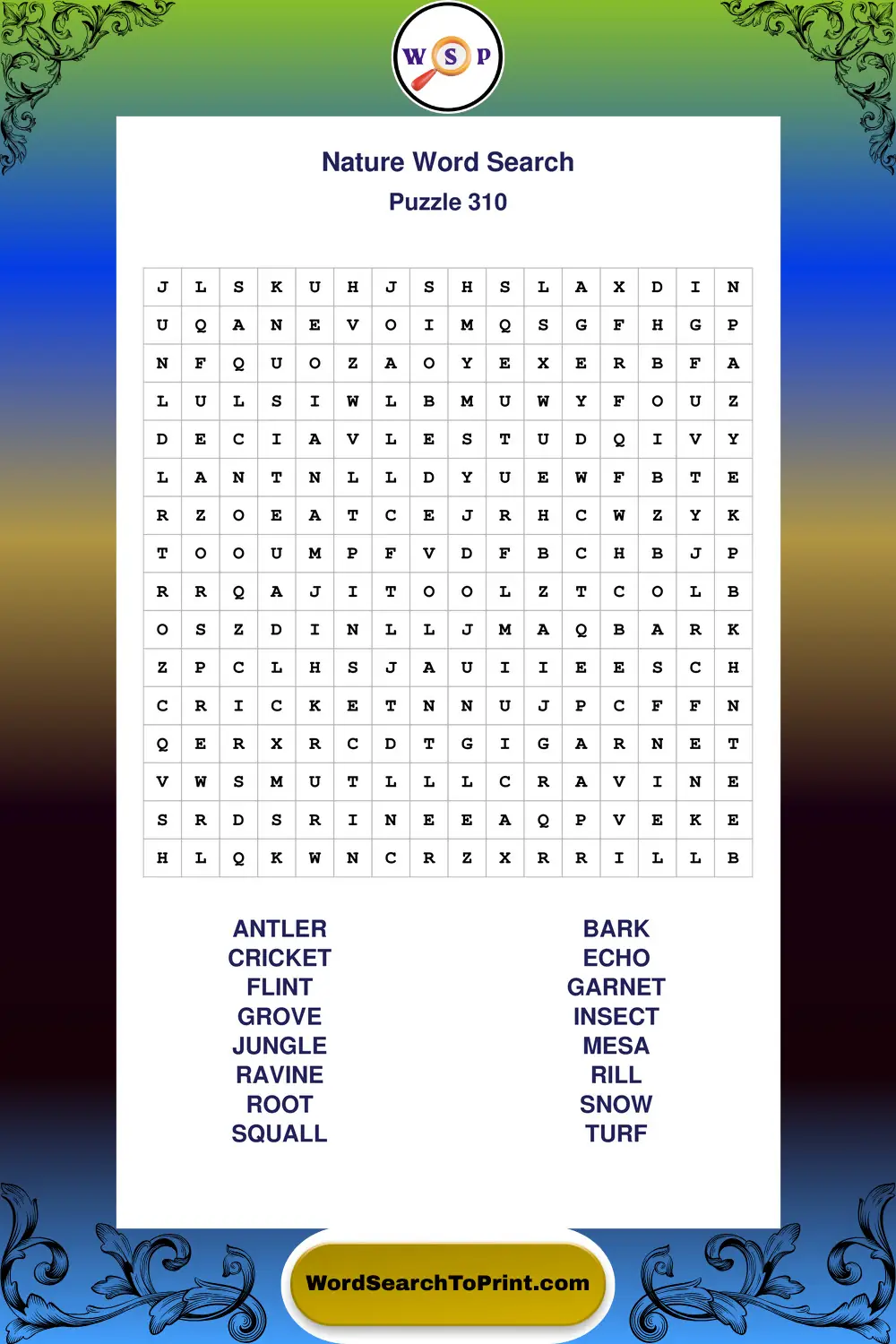 Nature Word Search Puzzle 310