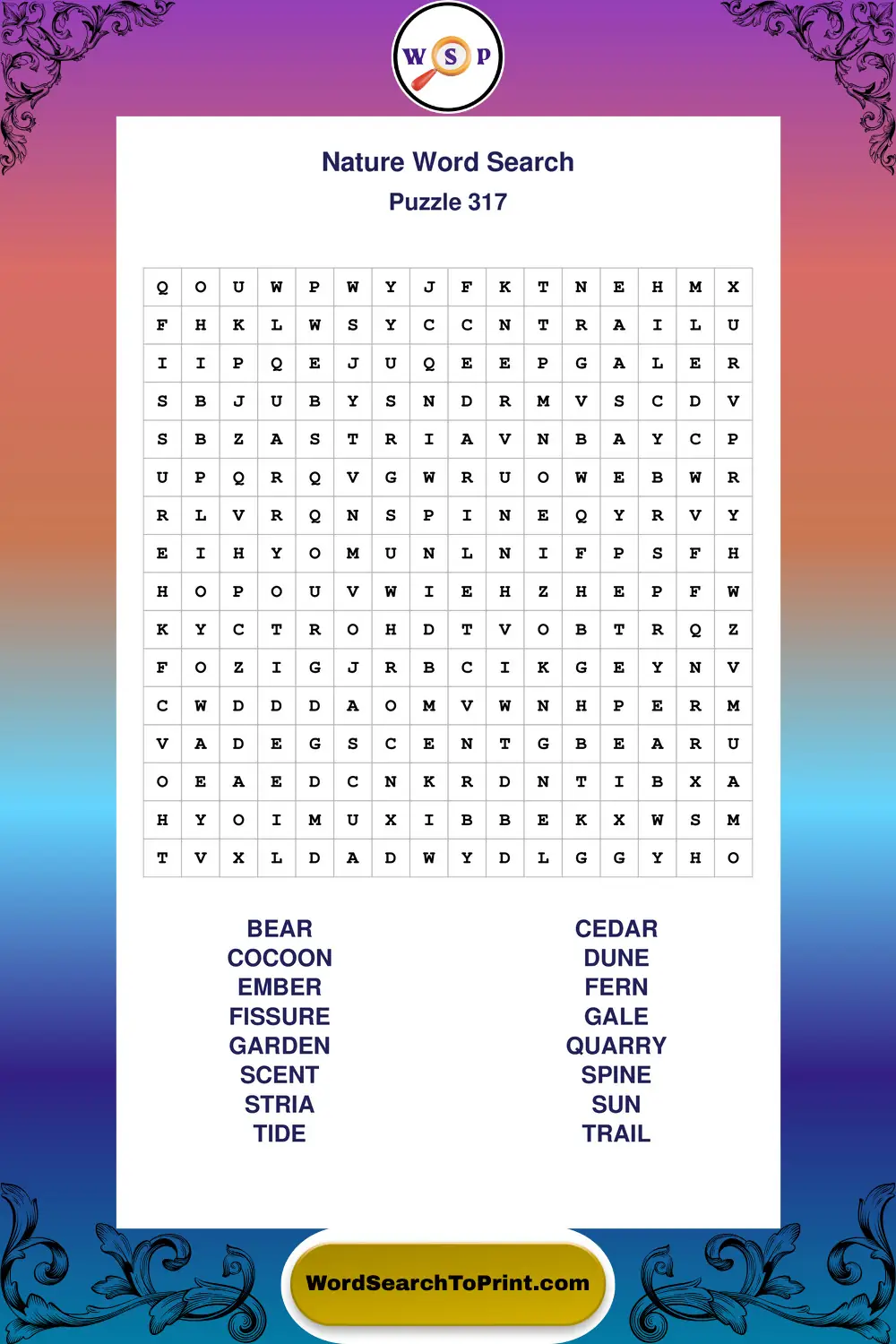 Nature Word Search Puzzle 317