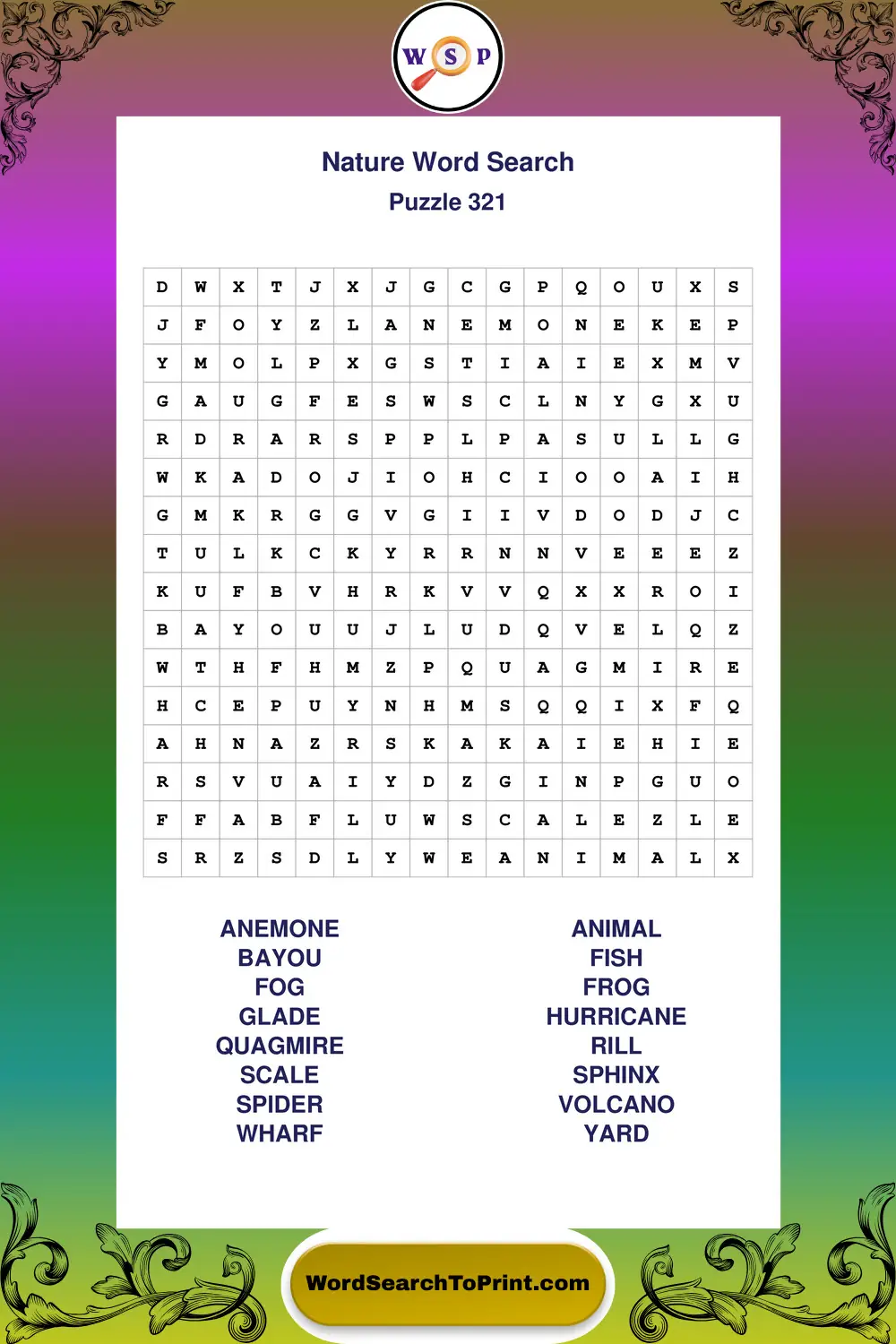 Nature Word Search Puzzle 321