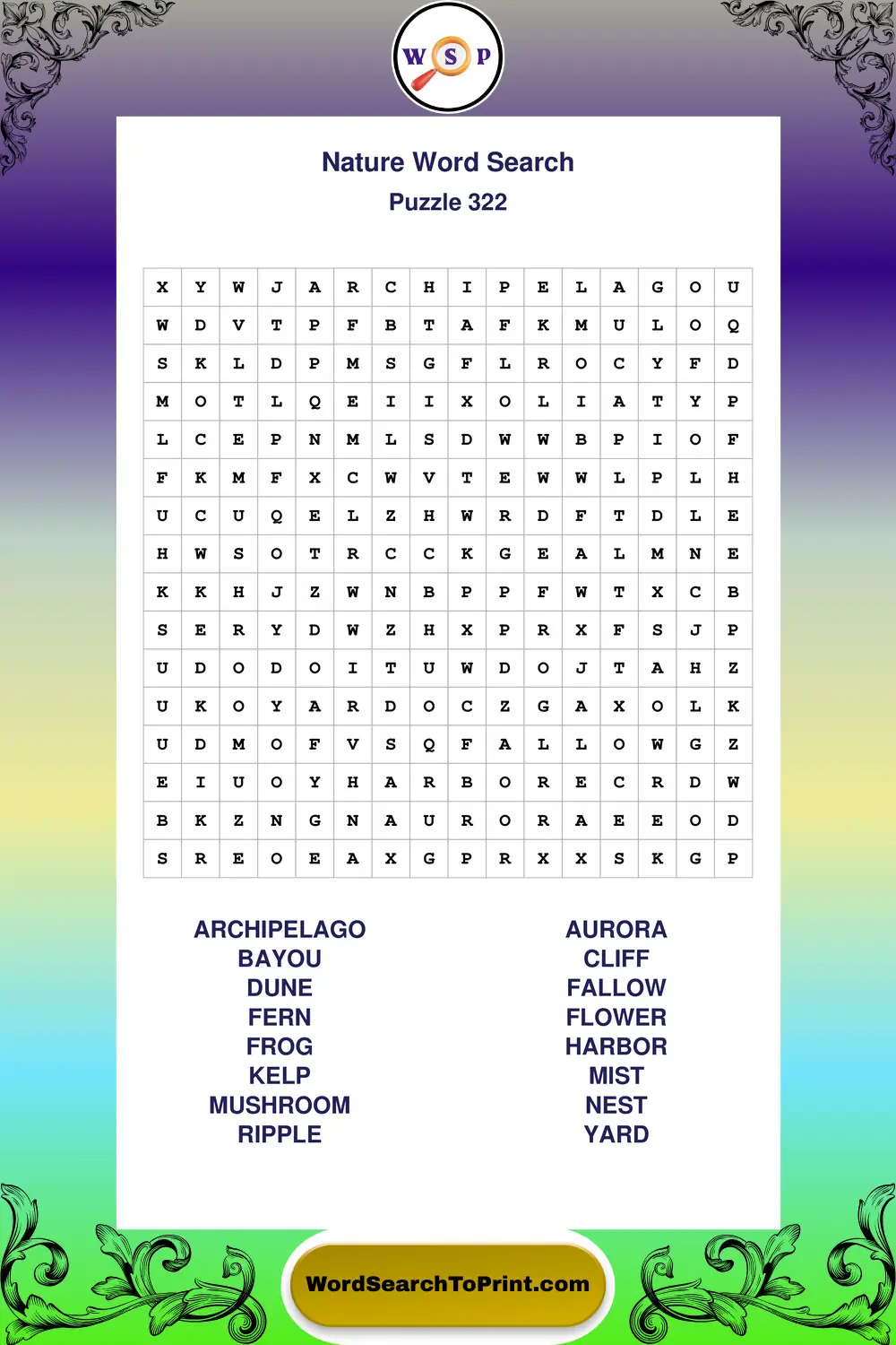 Nature Word Search Puzzle 322