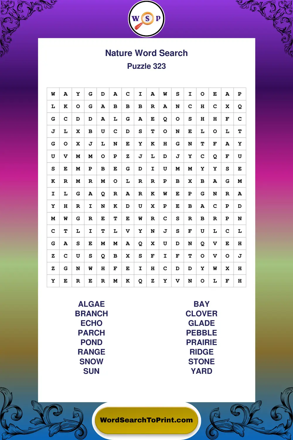 Nature Word Search Puzzle 323