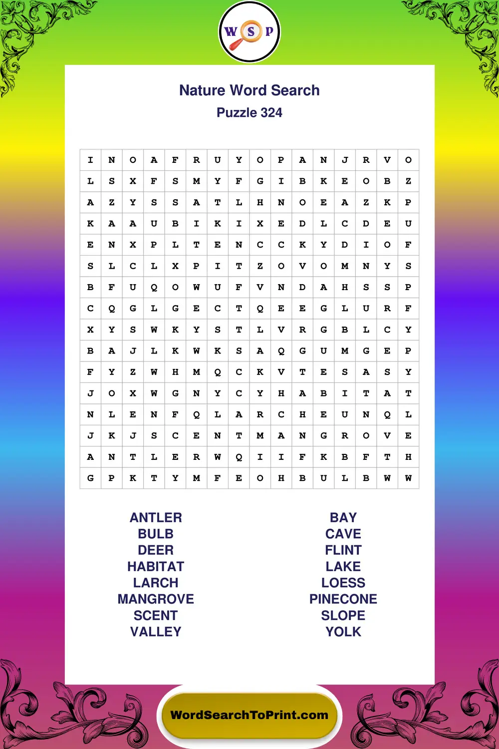 Nature Word Search Puzzle 324