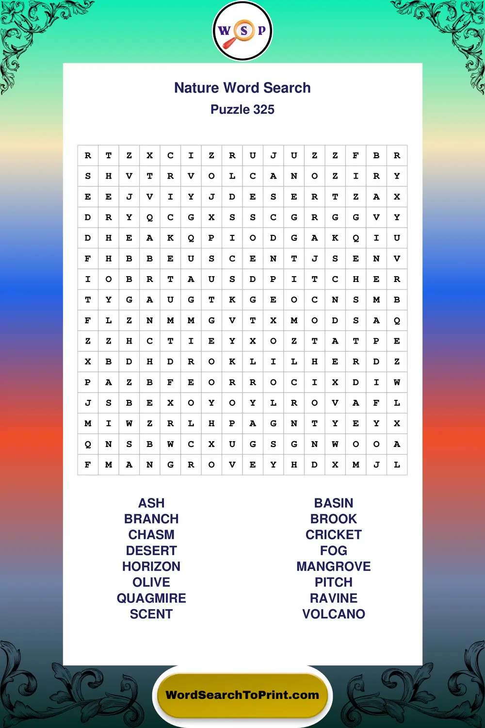 Nature Word Search Puzzle 325