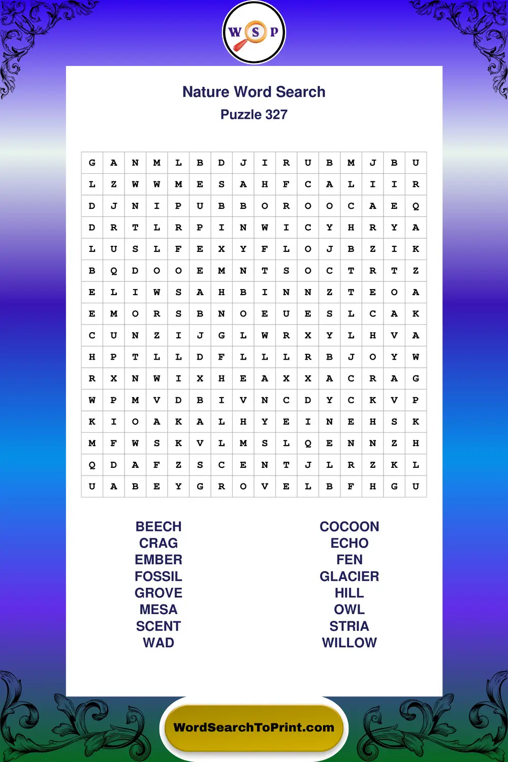 Nature Word Search Puzzle 327