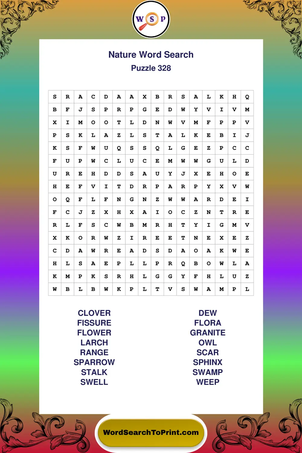 Nature Word Search Puzzle 328