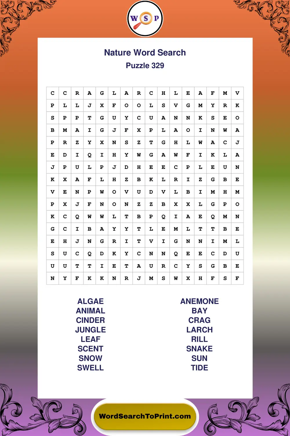 Nature Word Search Puzzle 329
