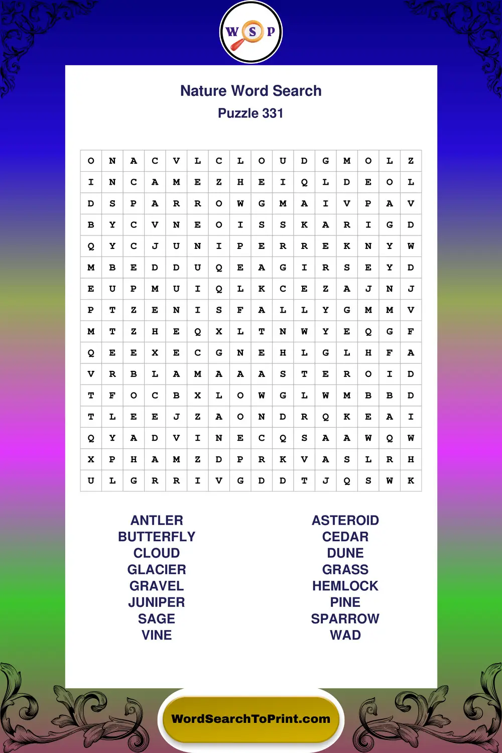Nature Word Search Puzzle 331