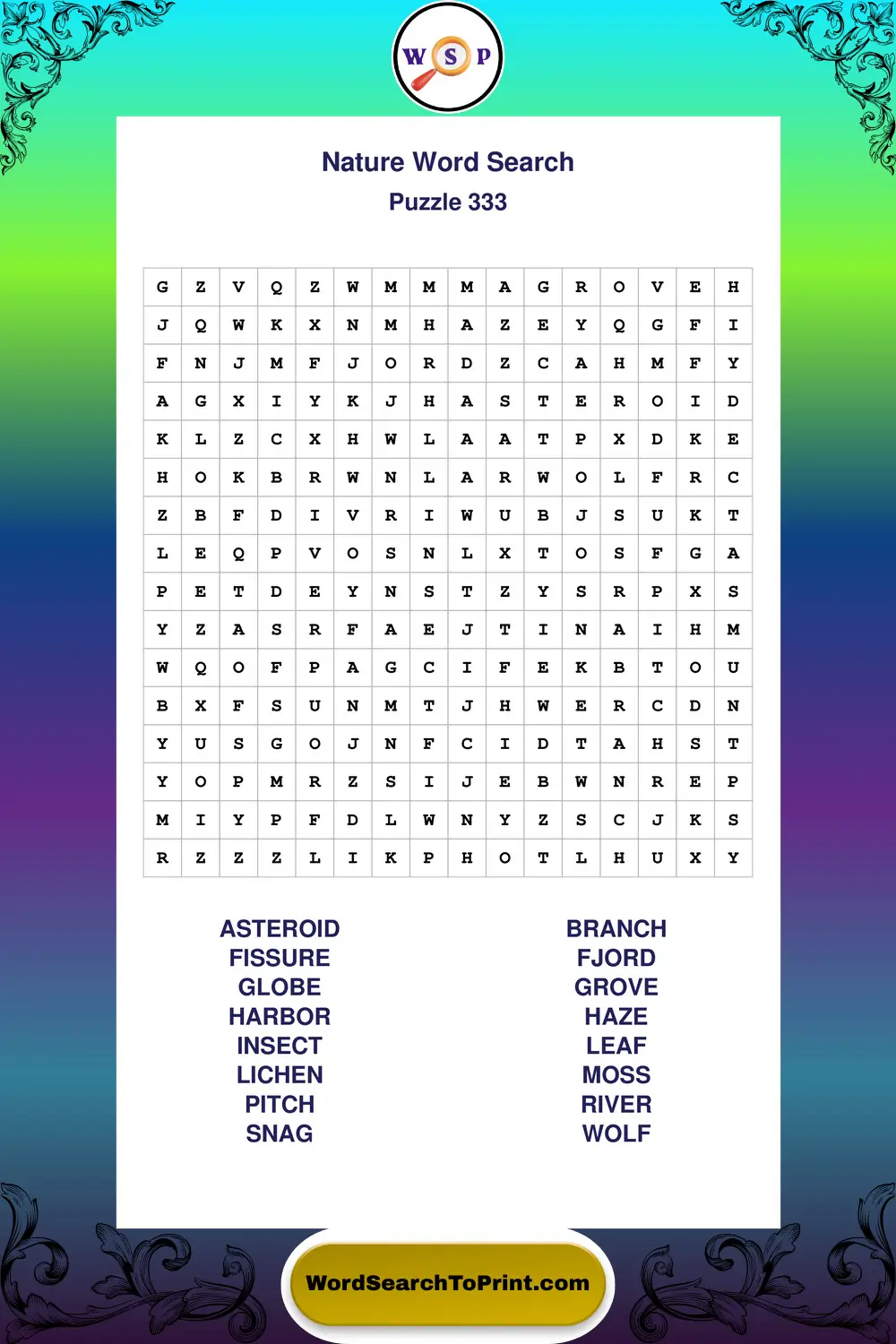 Nature Word Search Puzzle 333