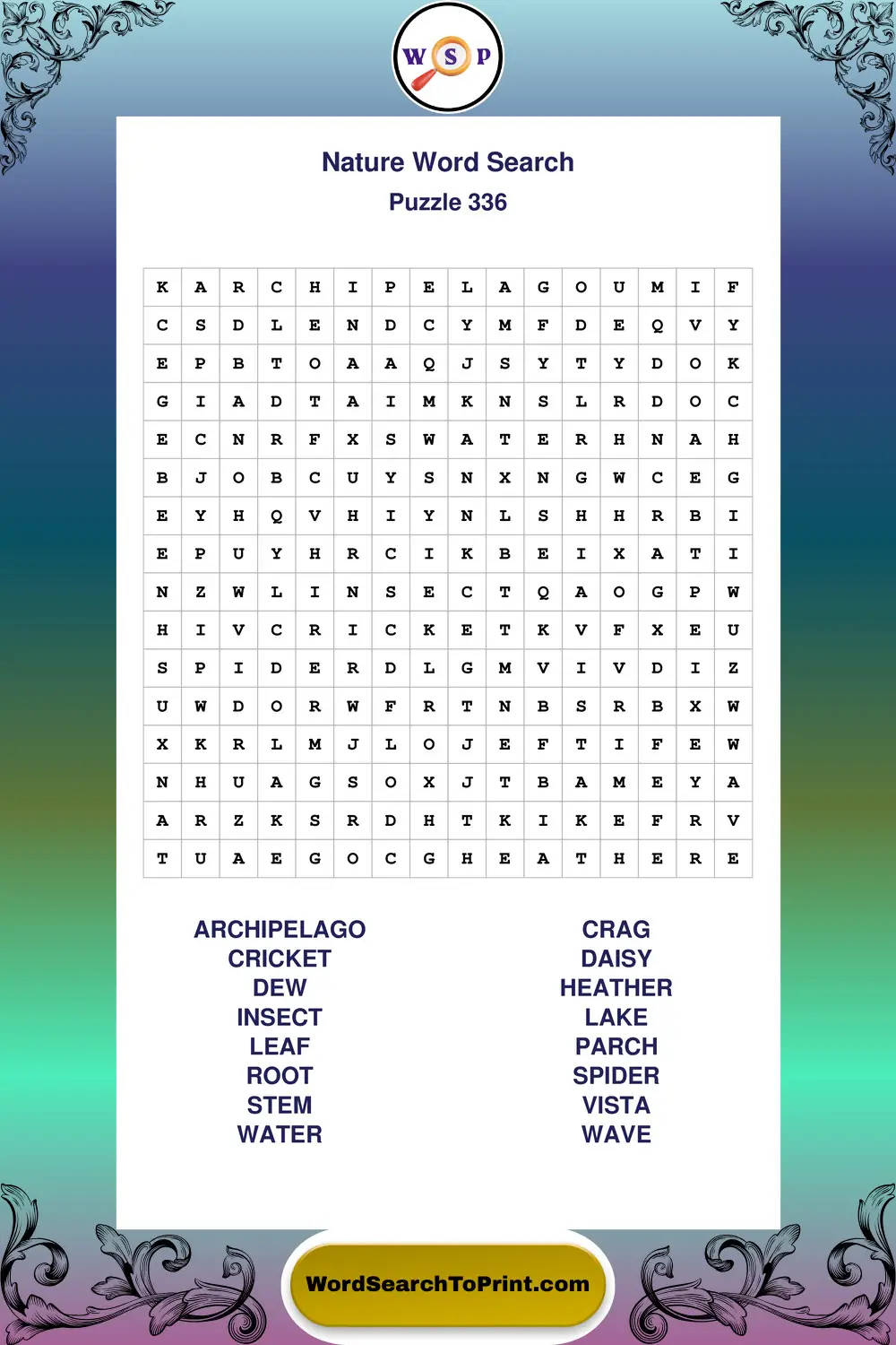 Nature Word Search Puzzle 336