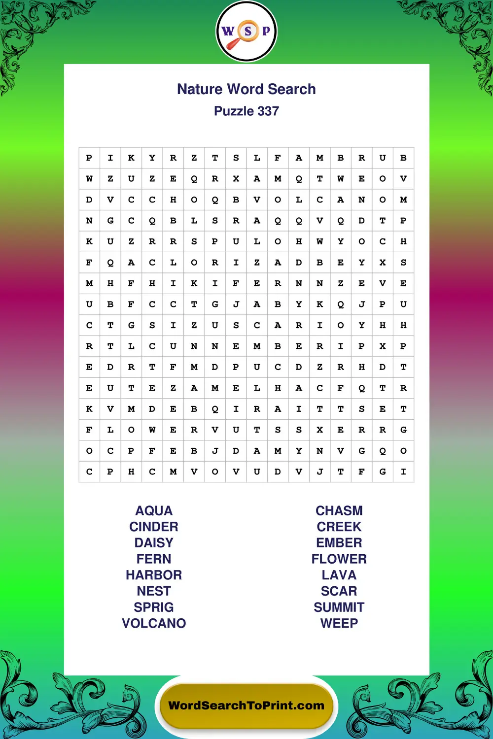 Nature Word Search Puzzle 337