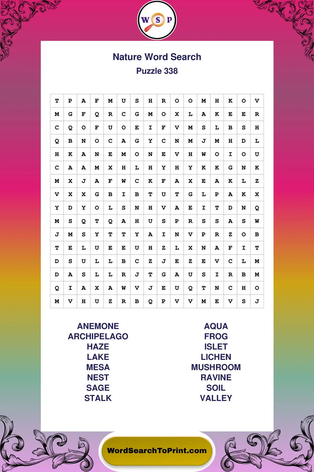 Nature Word Search Puzzle 338