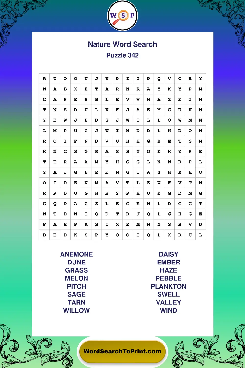 Nature Word Search Puzzle 342