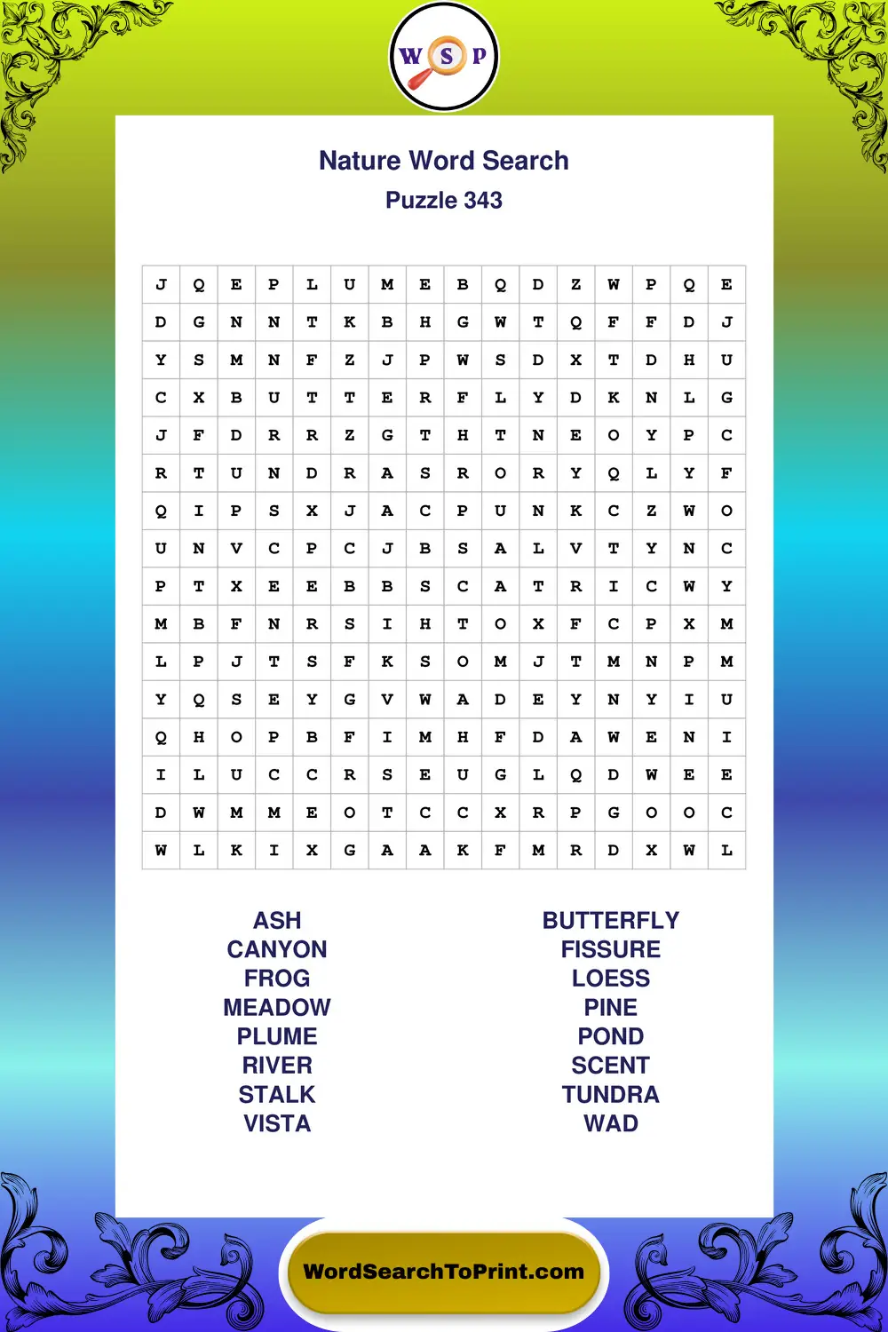 Nature Word Search Puzzle 343