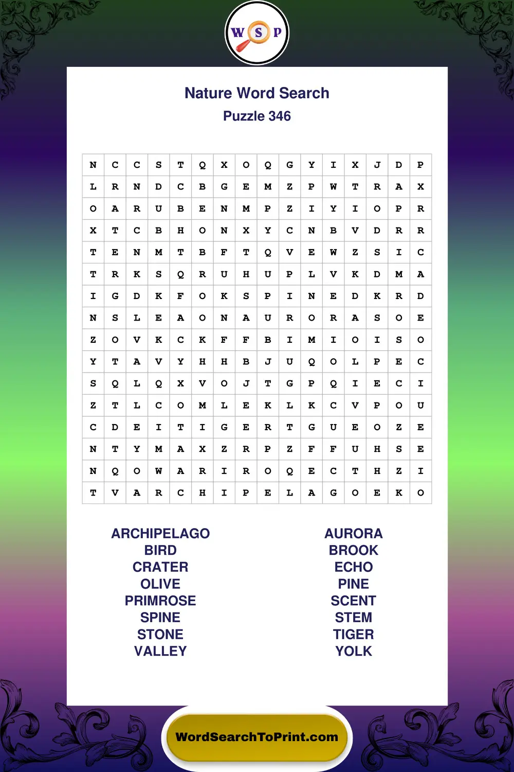Nature Word Search Puzzle 346
