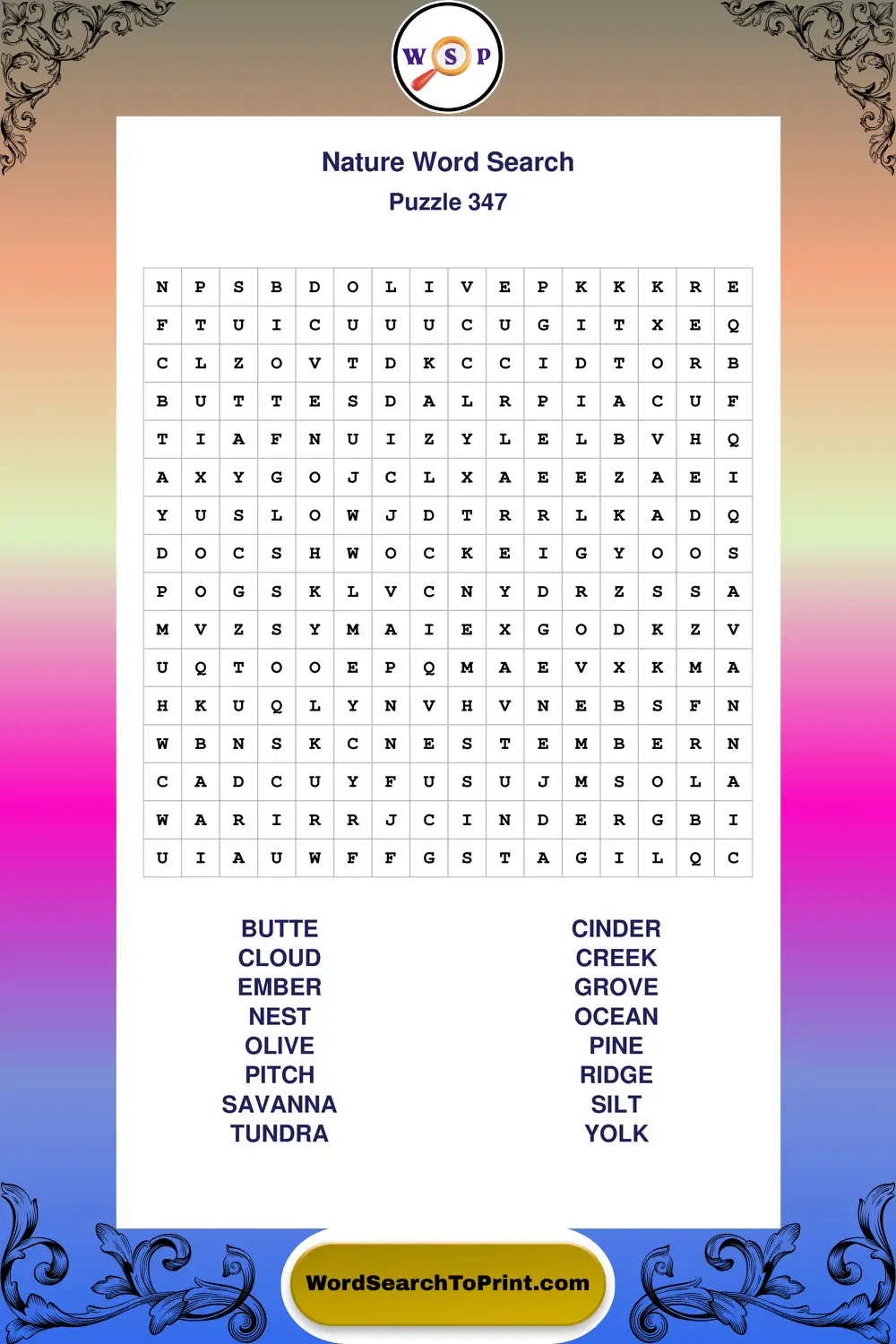 Nature Word Search Puzzle 347