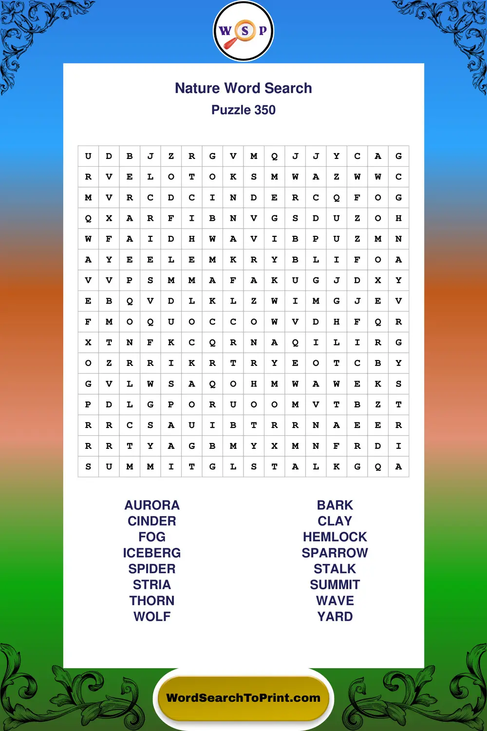 Nature Word Search Puzzle 350