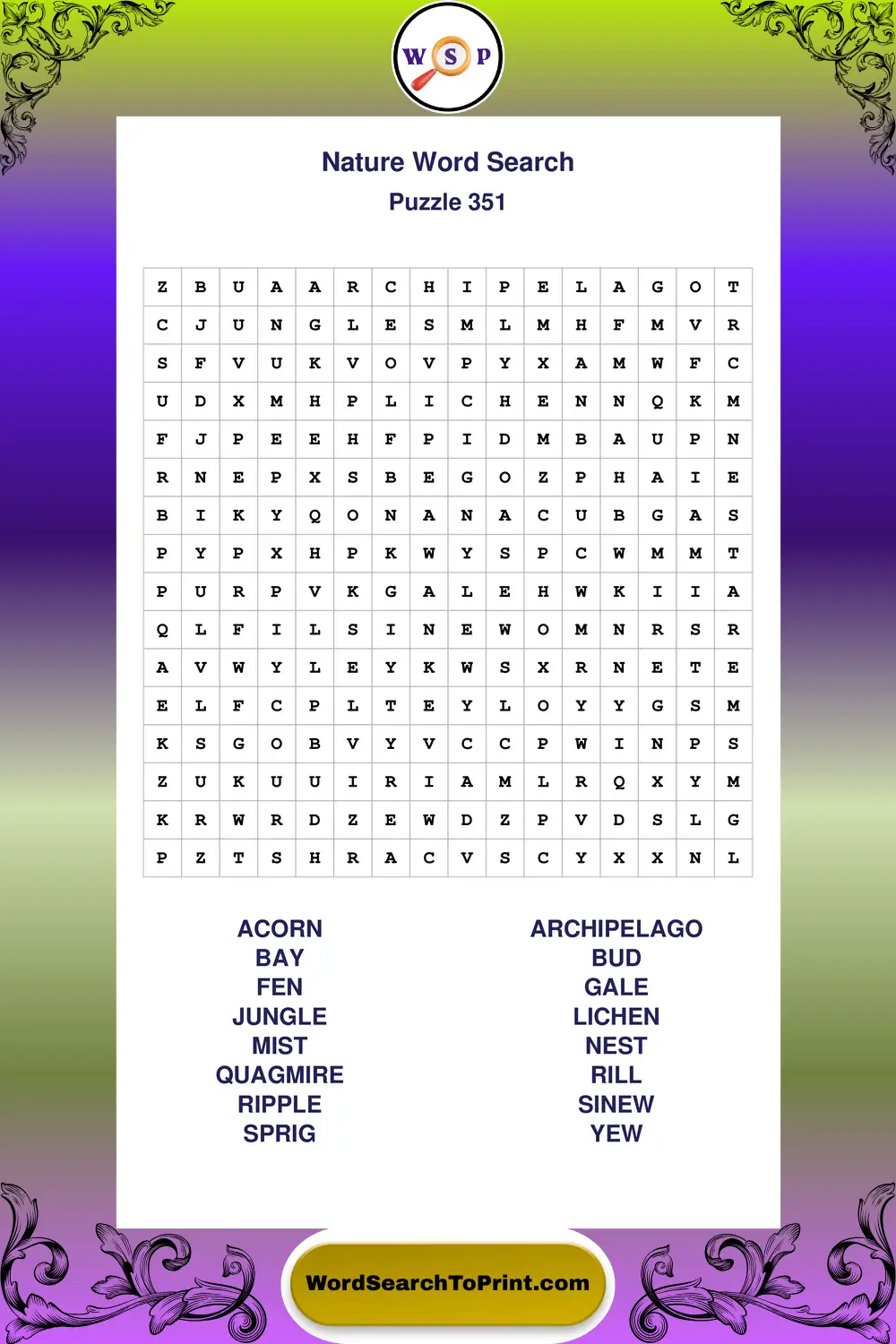 Nature Word Search Puzzle 351