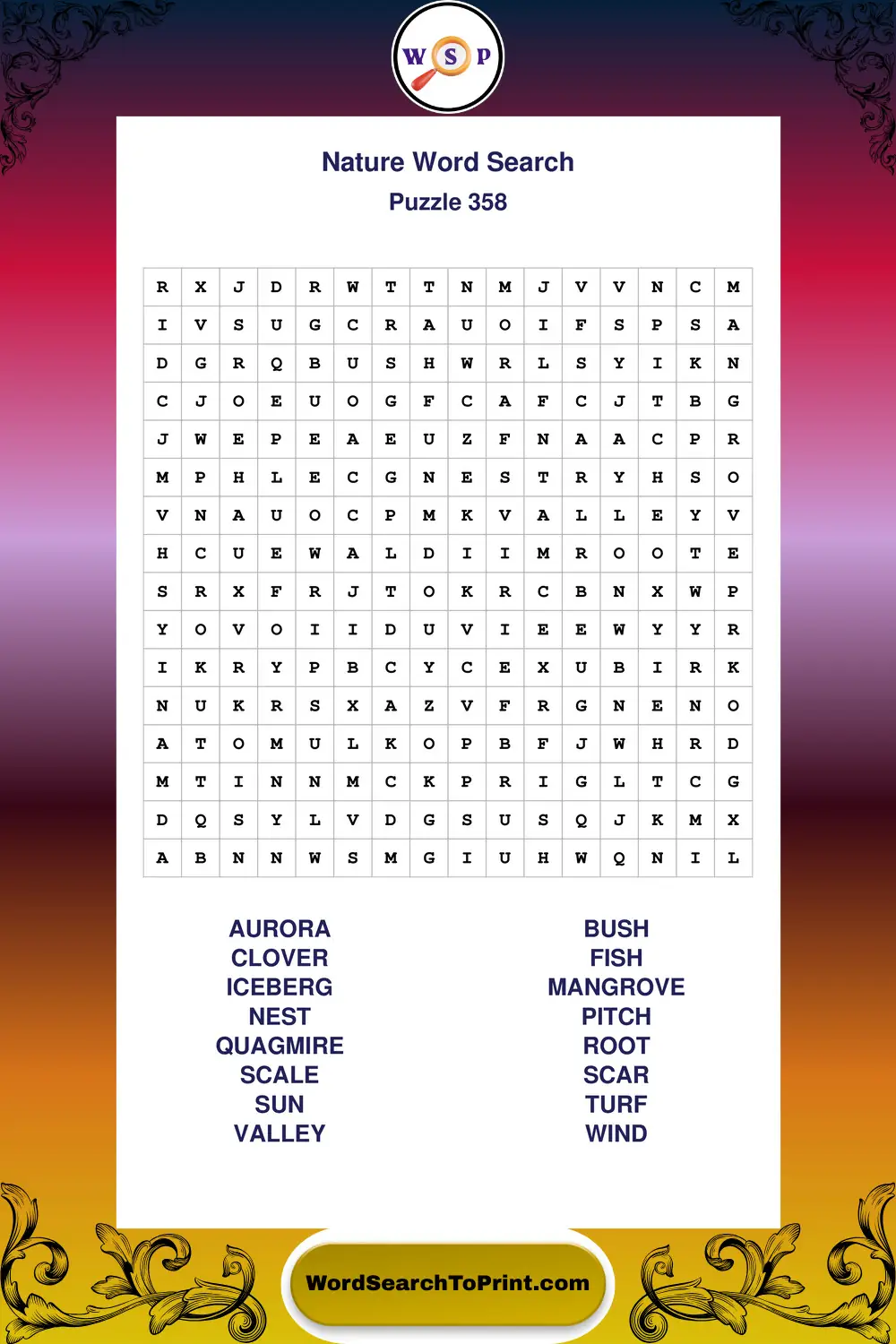 Nature Word Search Puzzle 358