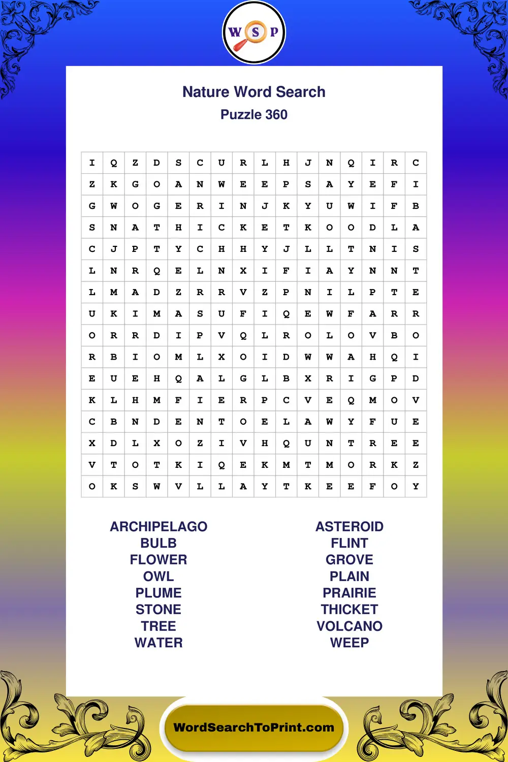 Nature Word Search Puzzle 360
