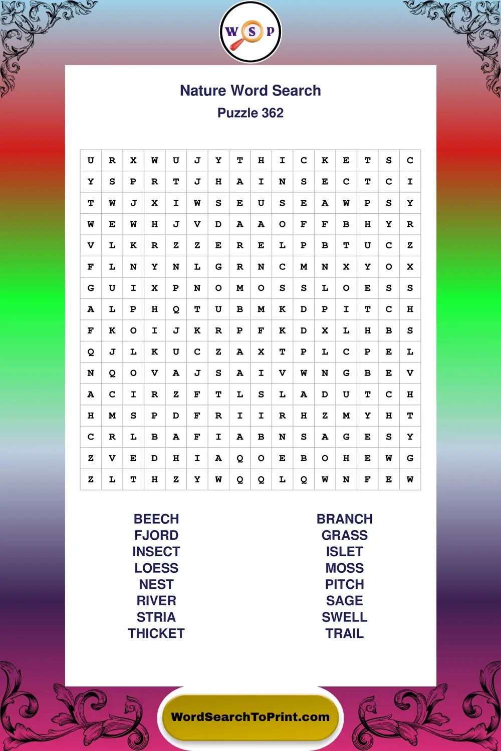 Nature Word Search Puzzle 362