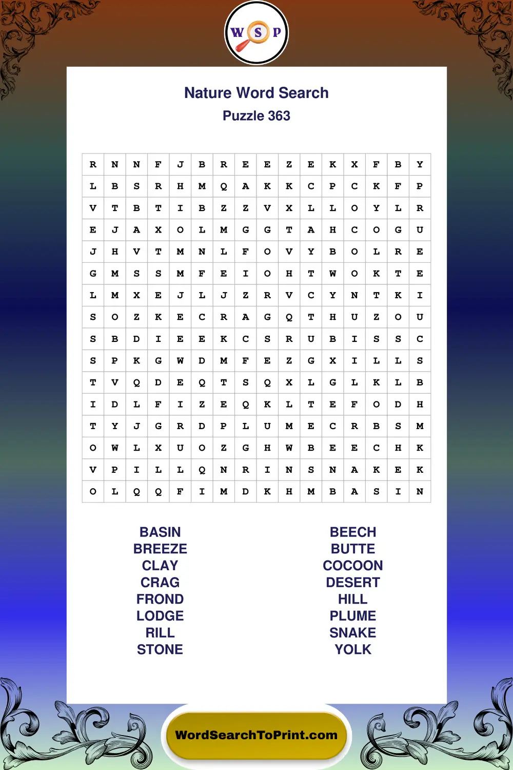 Nature Word Search Puzzle 363