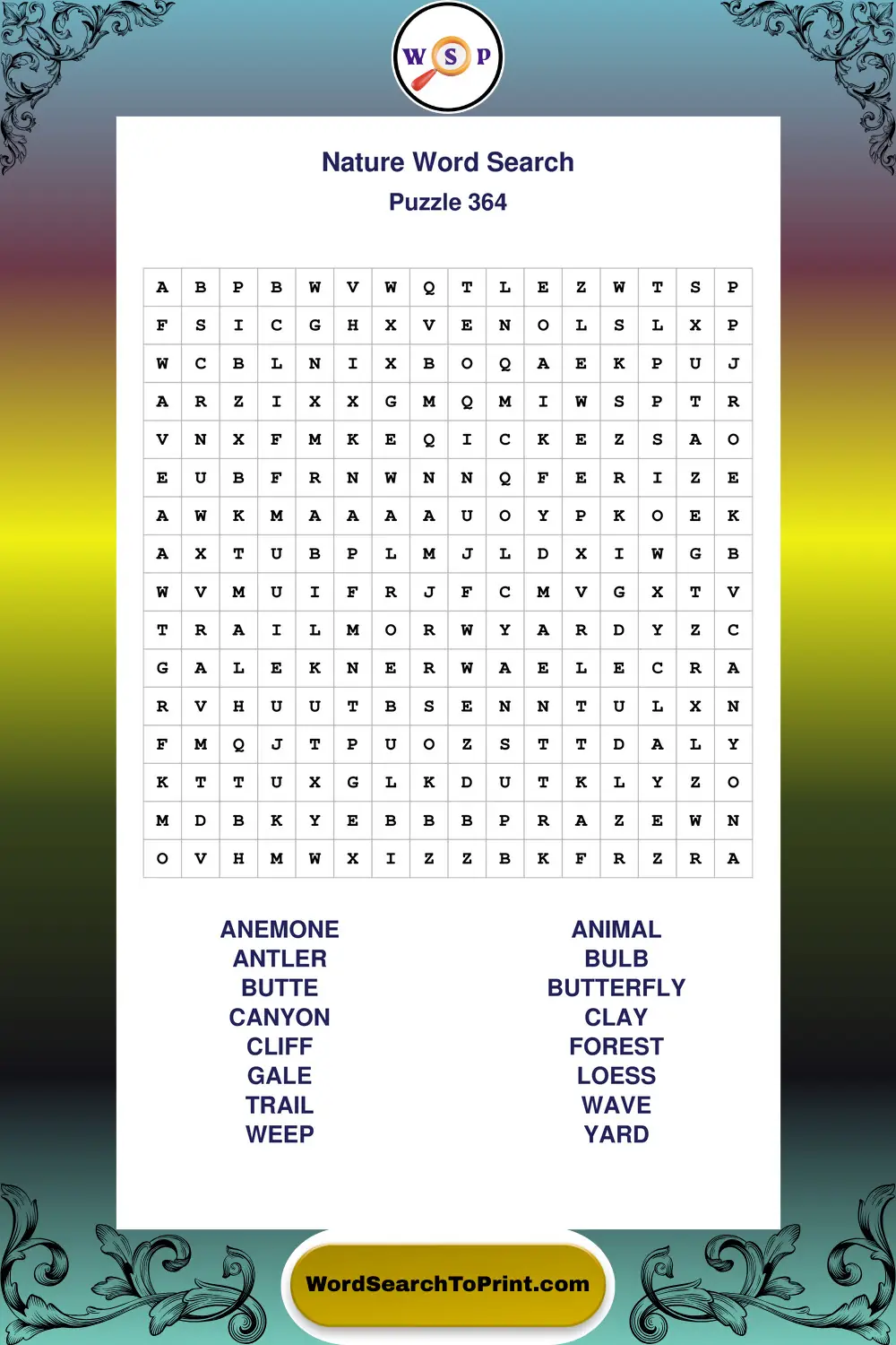 Nature Word Search Puzzle 364