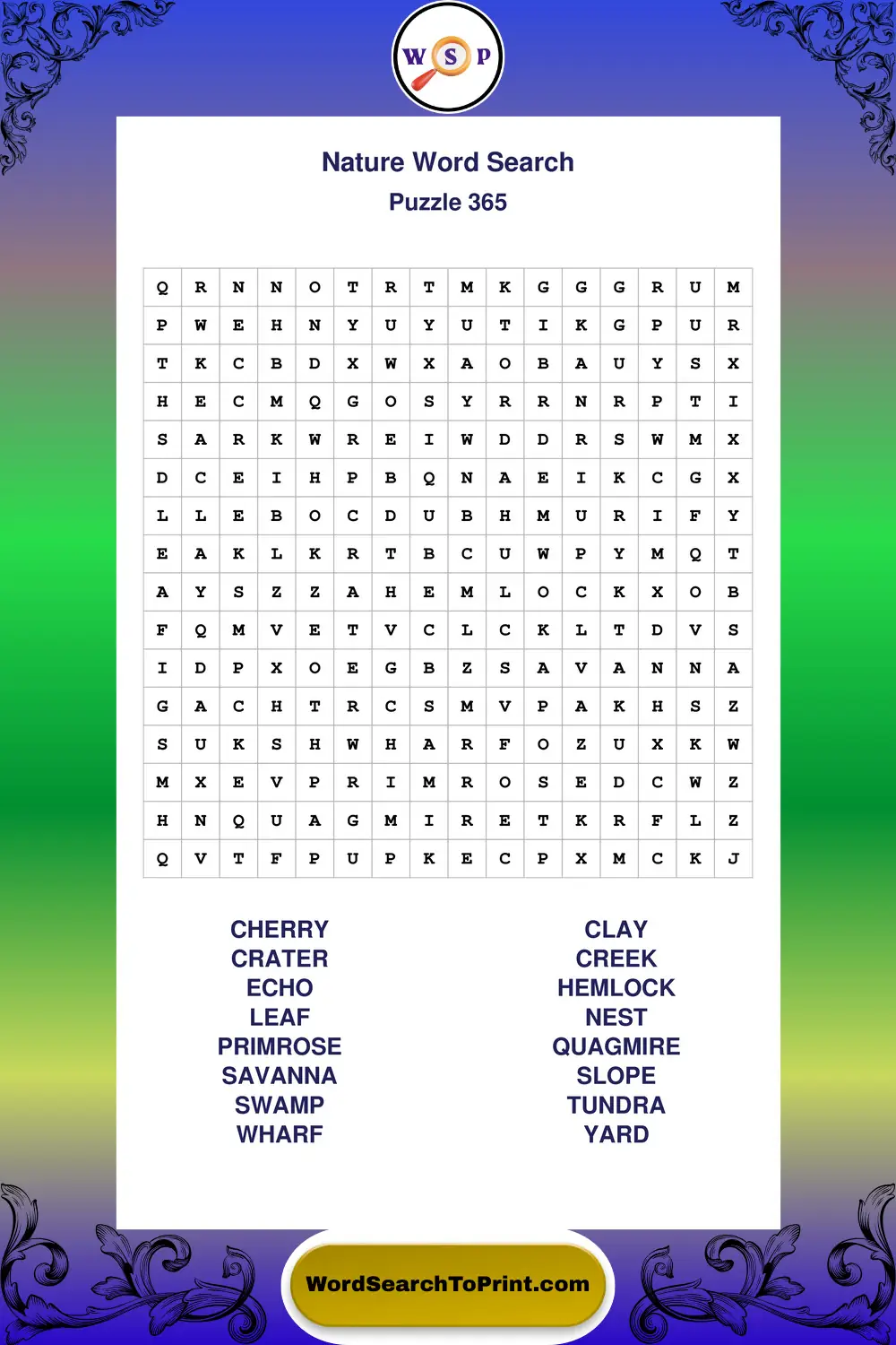 Nature Word Search Puzzle 365