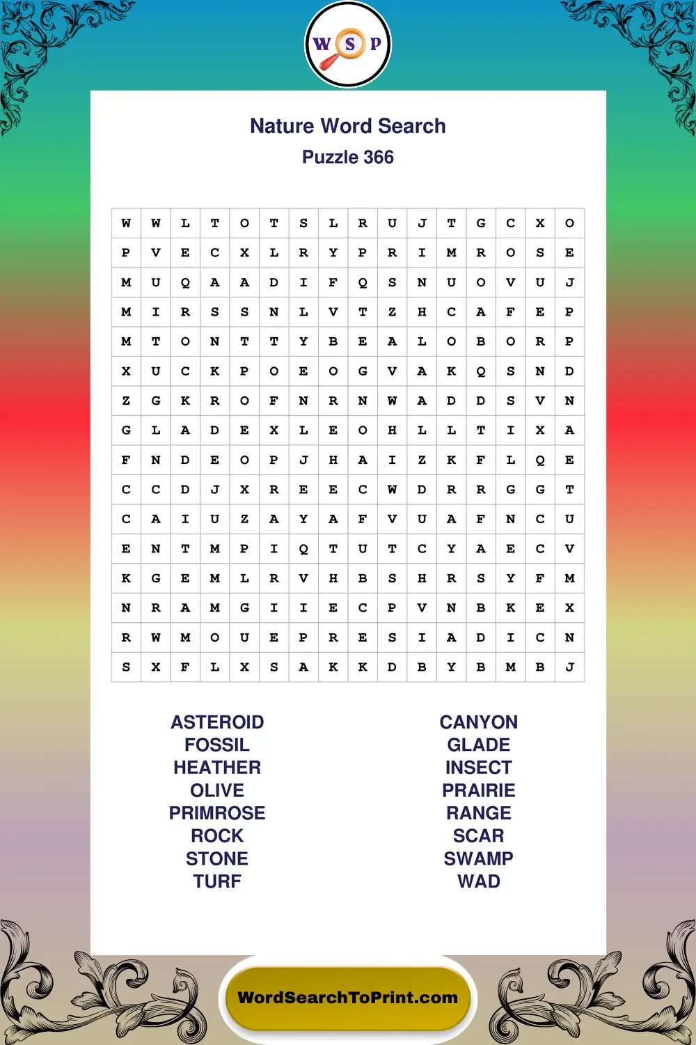 Nature Word Search Puzzle 366
