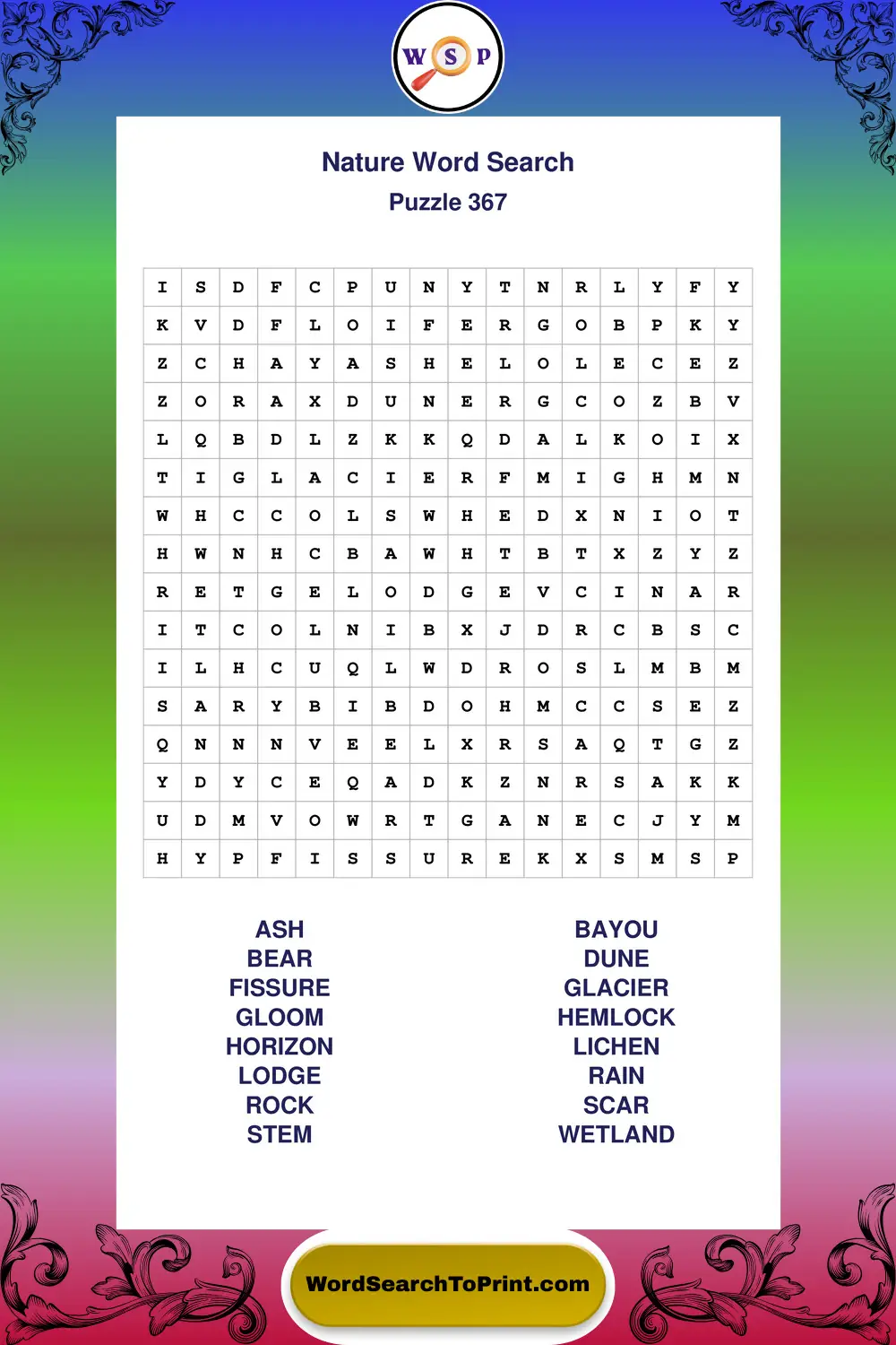 Nature Word Search Puzzle 367