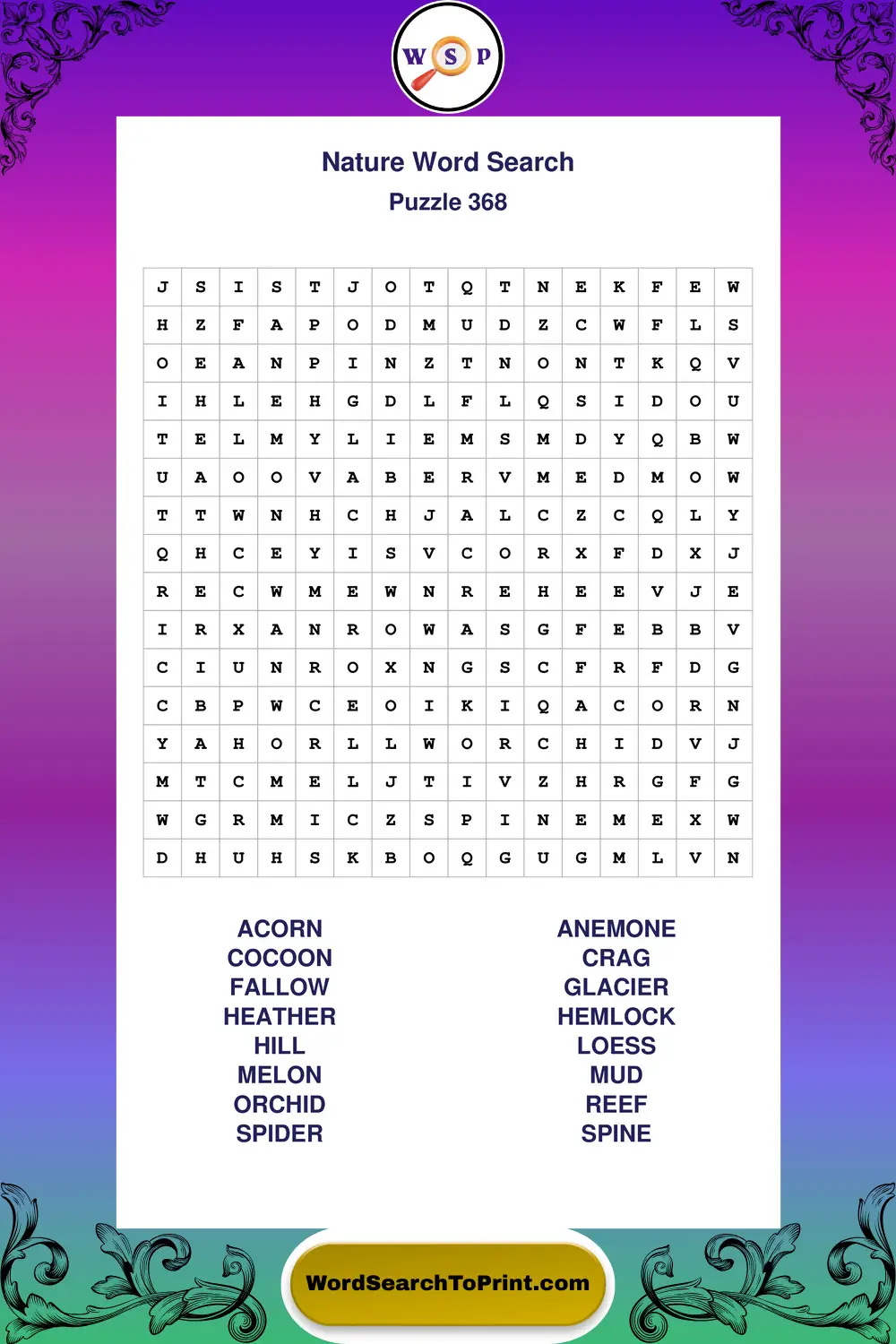 Nature Word Search Puzzle 368
