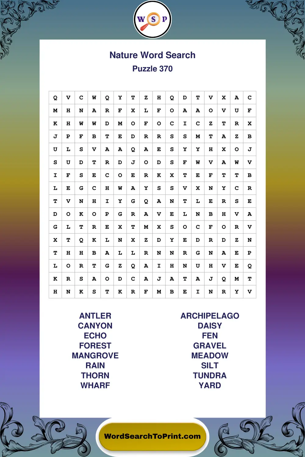 Nature Word Search Puzzle 370