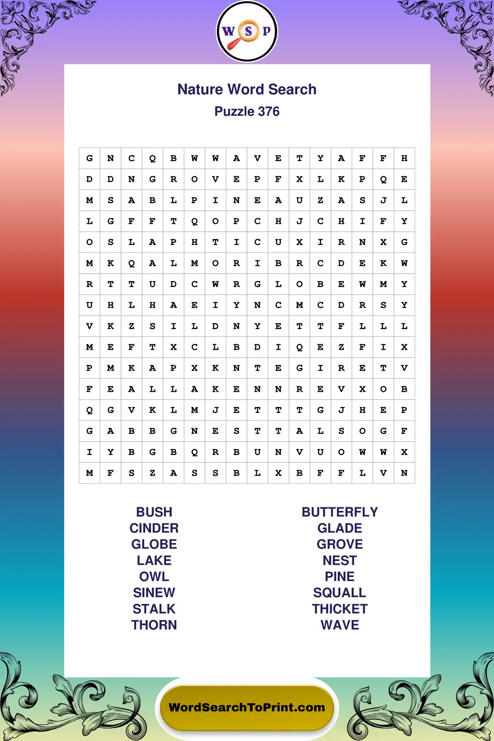 Nature Word Search Puzzle 376