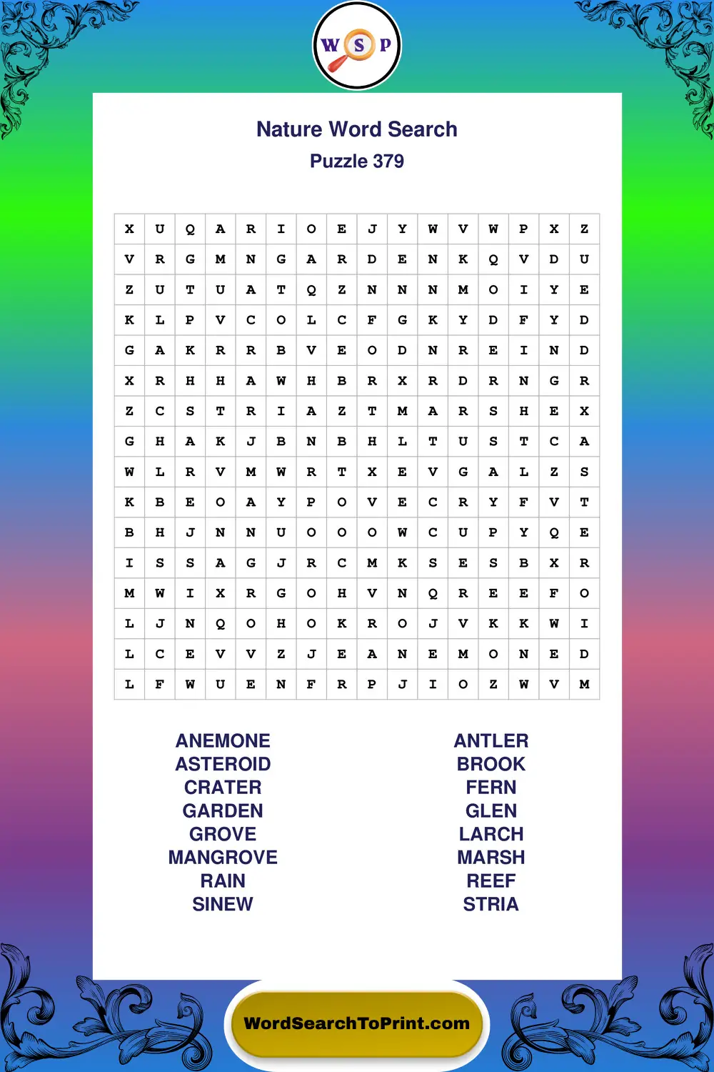 Nature Word Search Puzzle 379