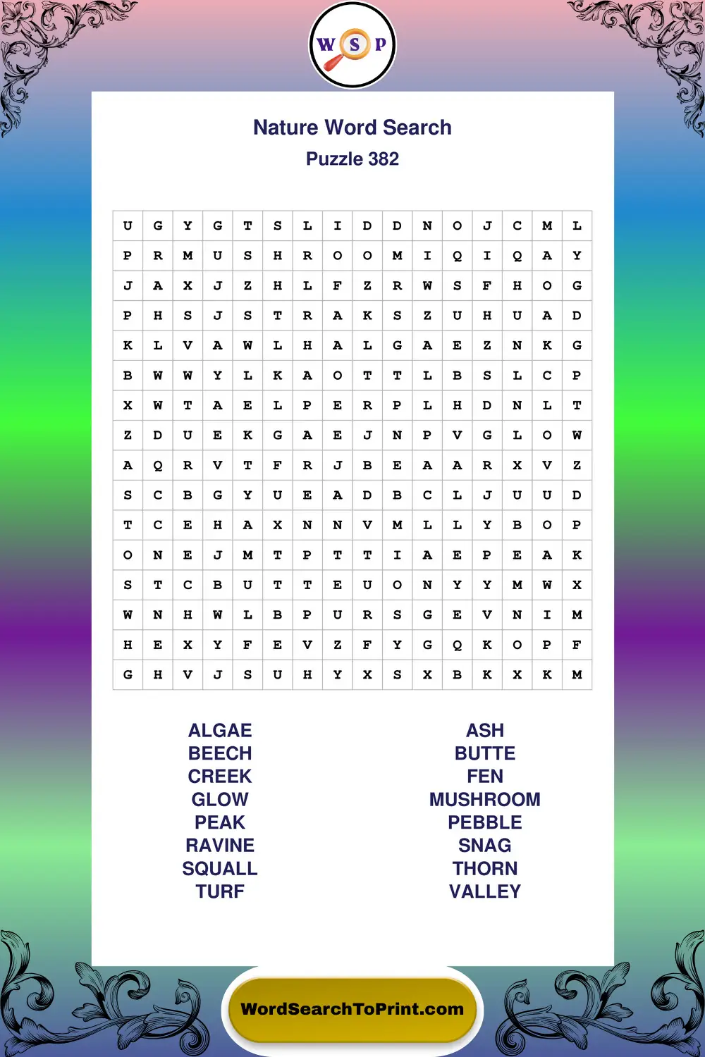 Nature Word Search Puzzle 382