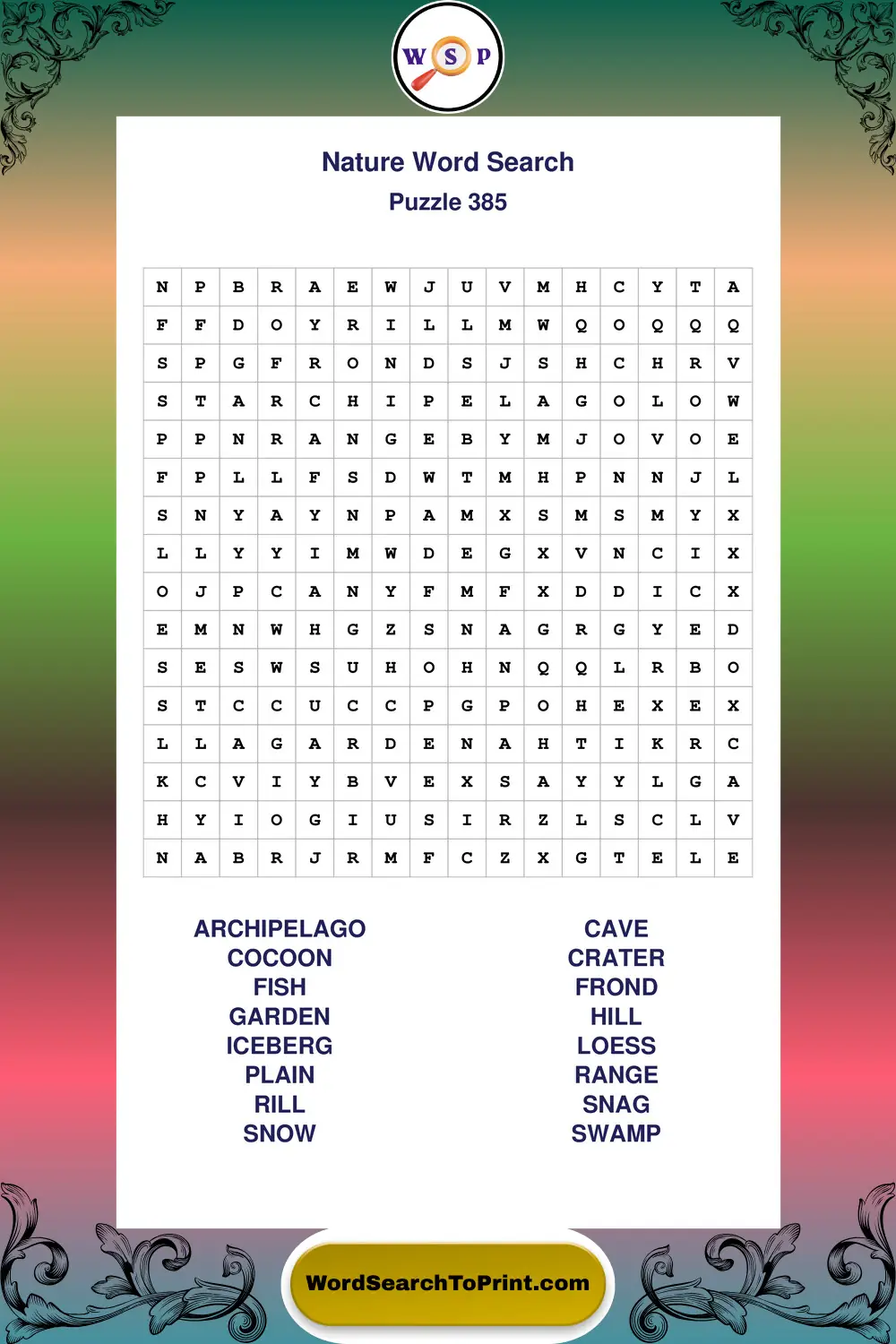Nature Word Search Puzzle 385