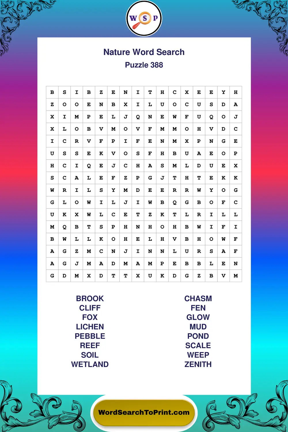 Nature Word Search Puzzle 388