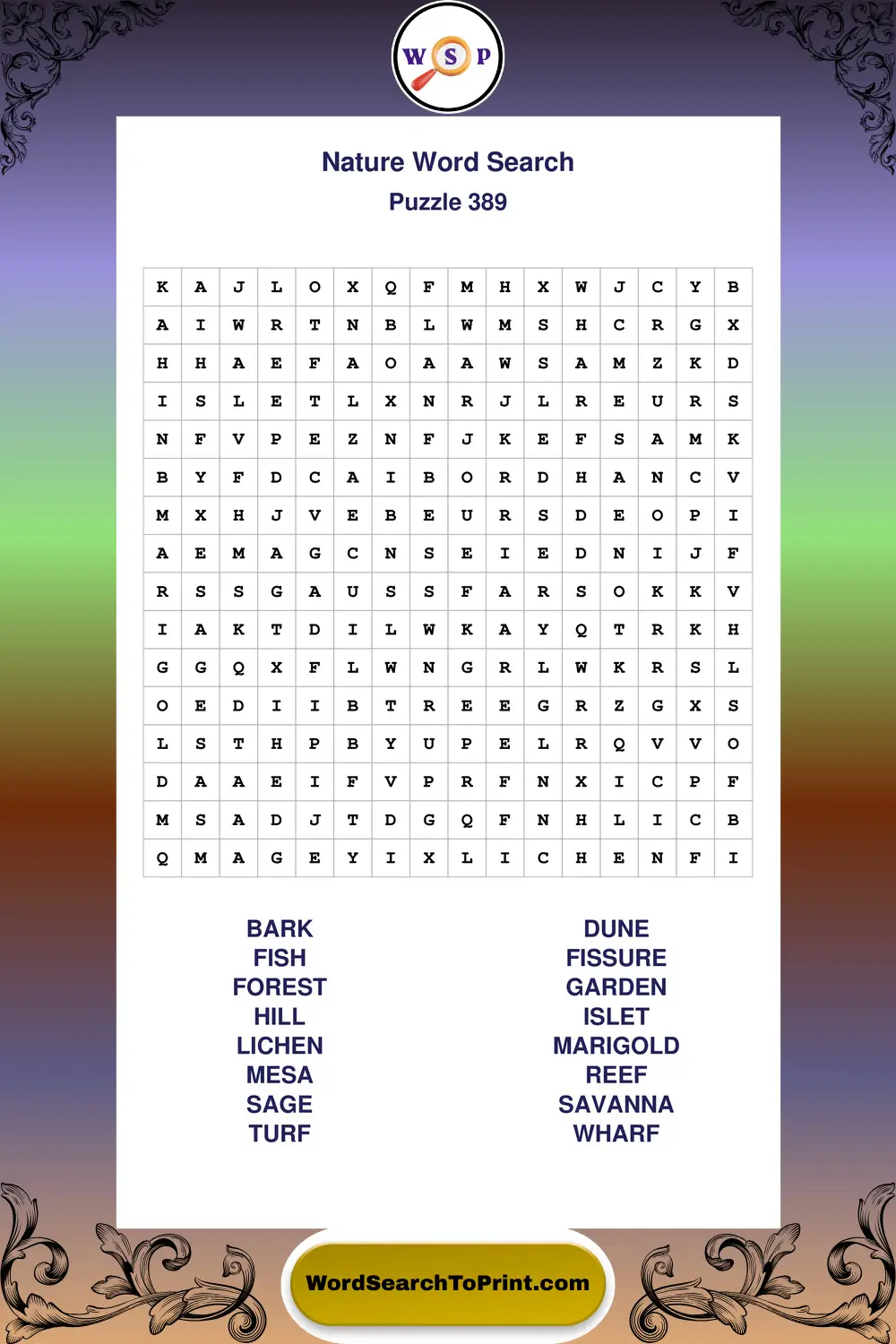 Nature Word Search Puzzle 389