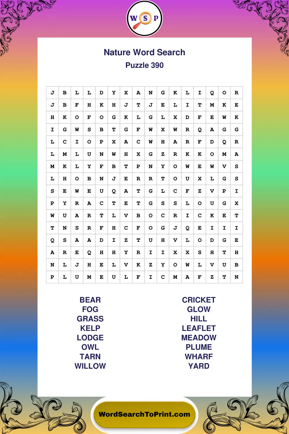 Nature Word Search Puzzle 390
