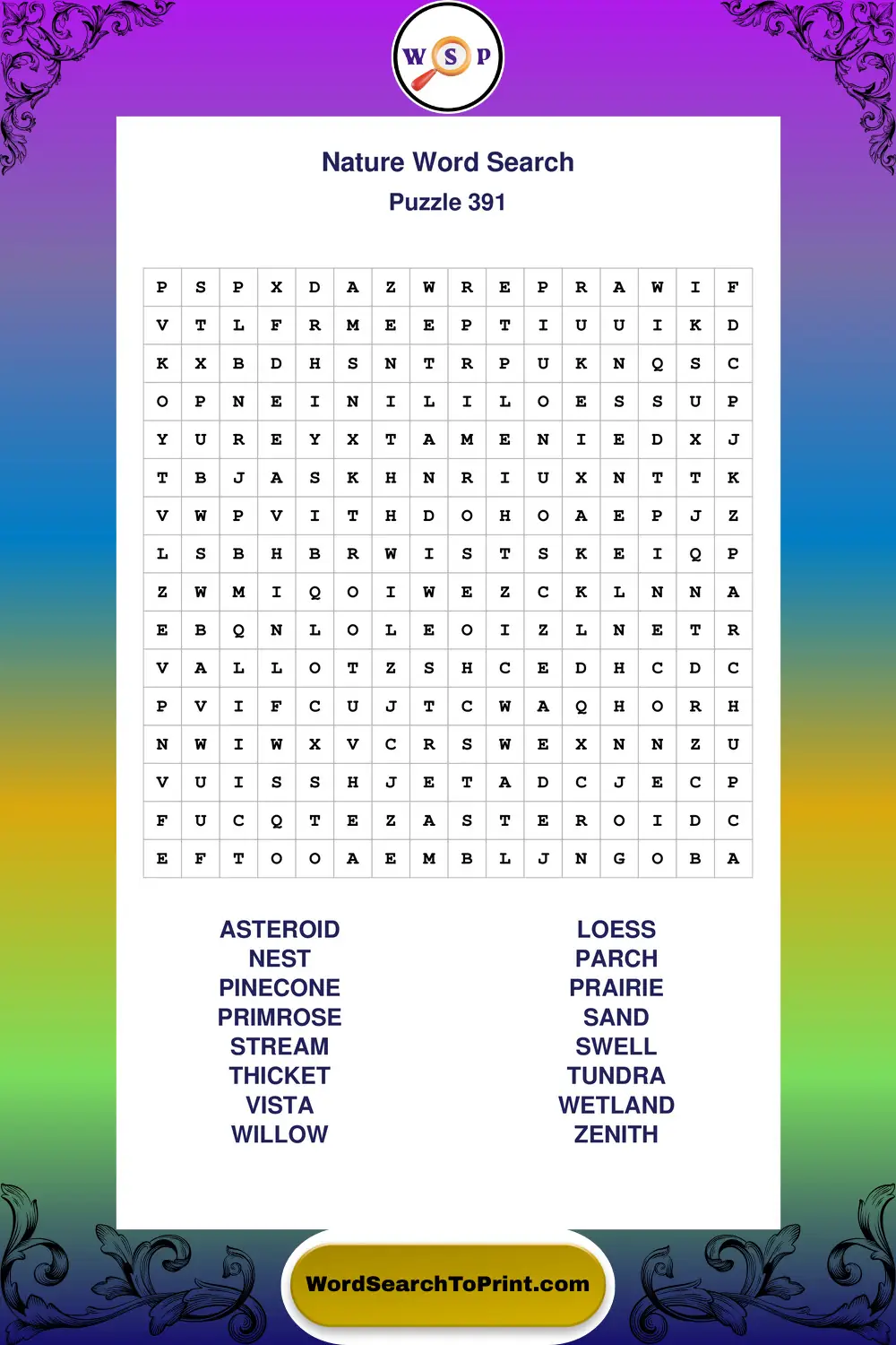Nature Word Search Puzzle 391