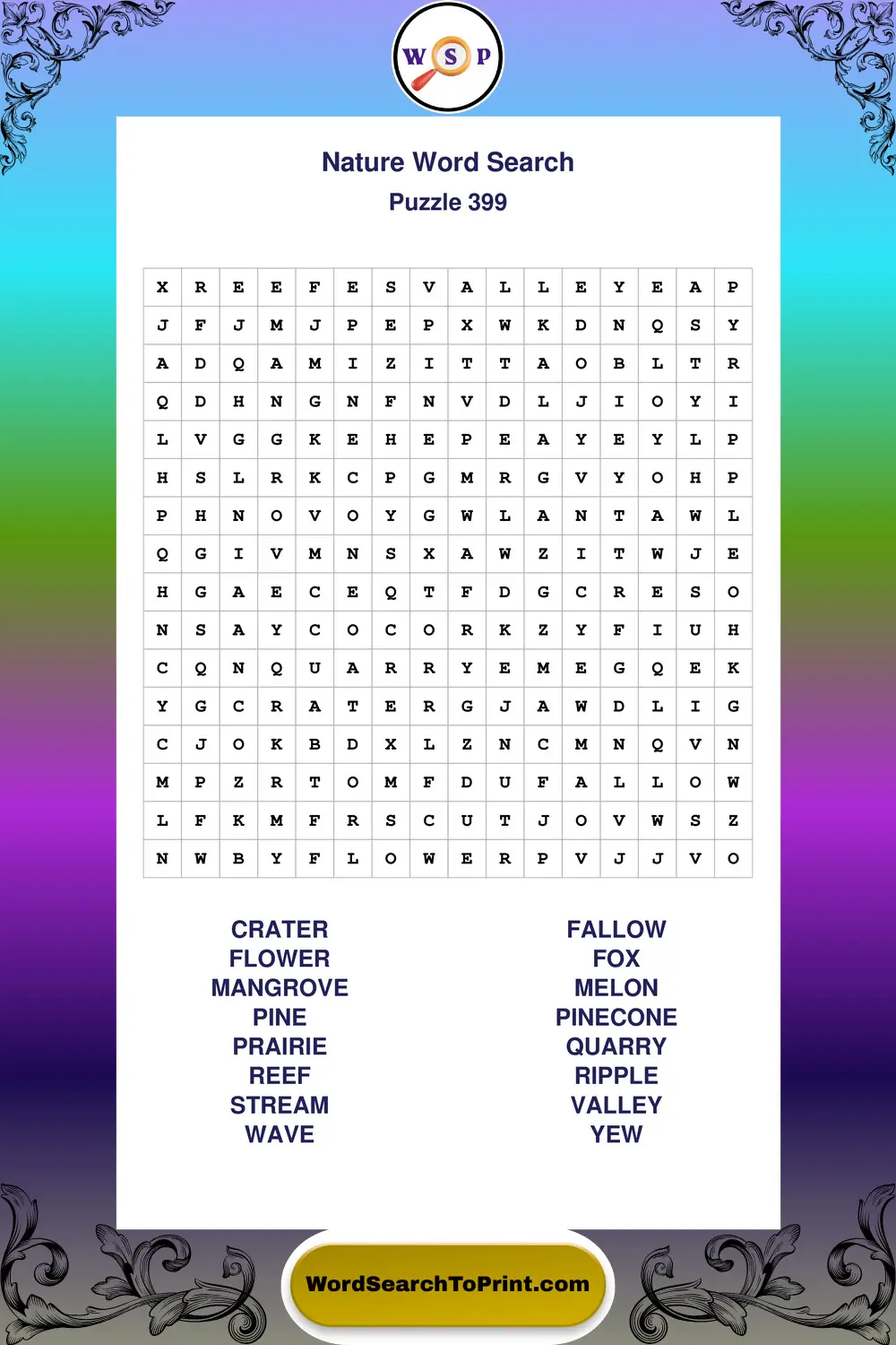 Nature Word Search Puzzle 399