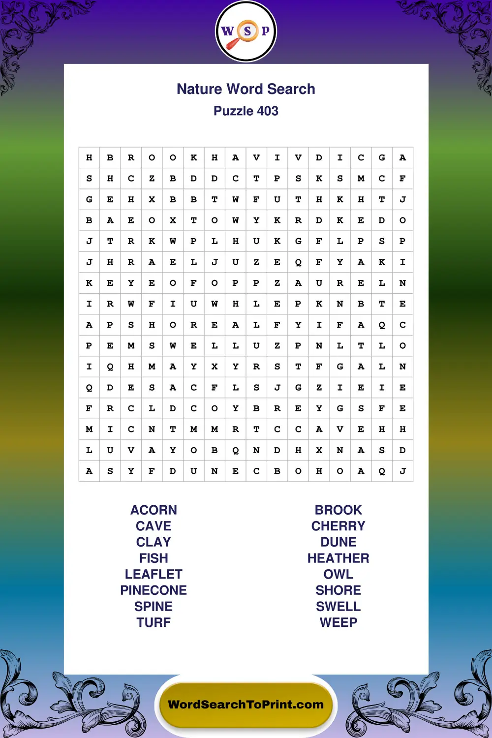 Nature Word Search Puzzle 403