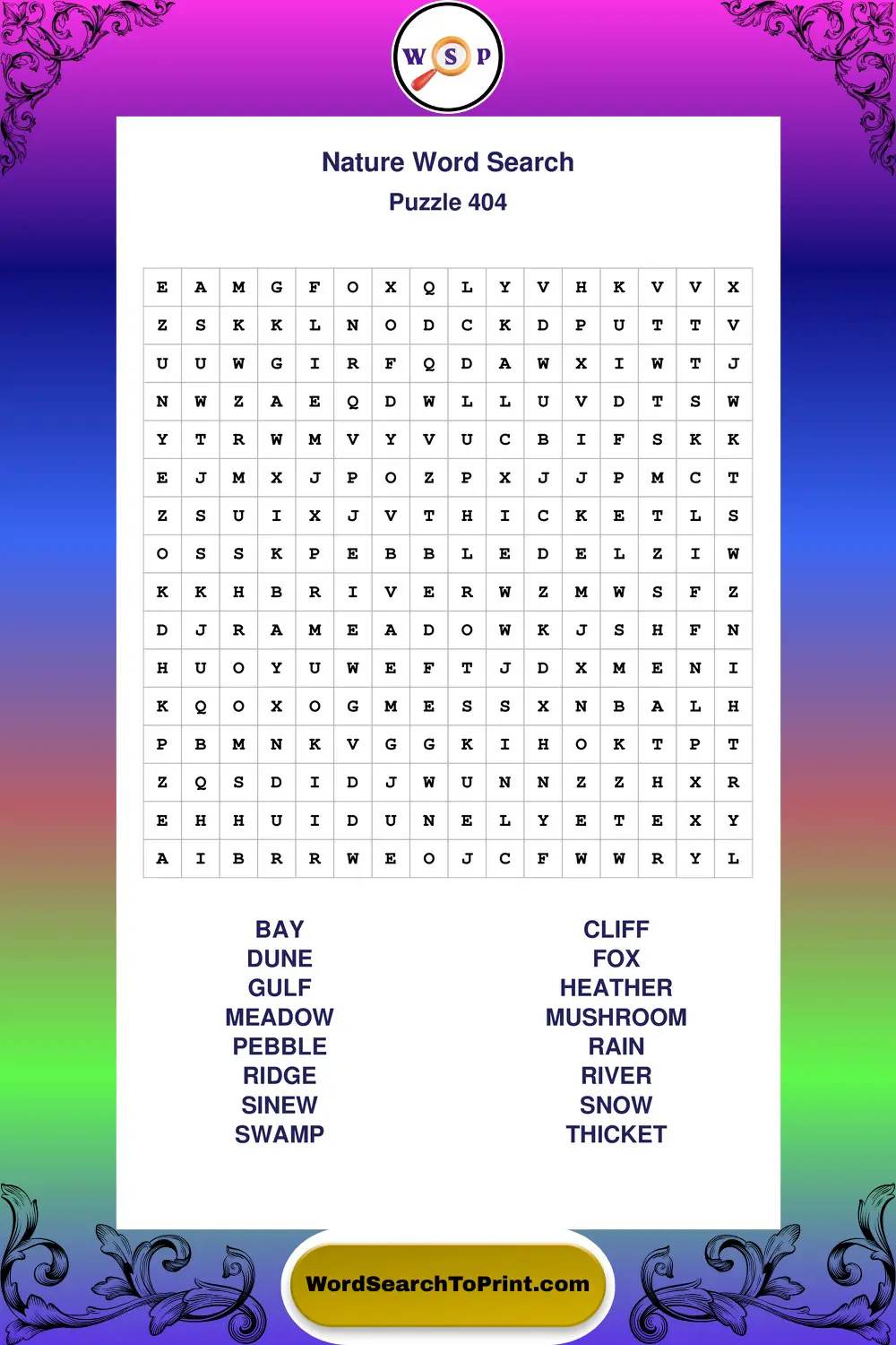 Nature Word Search Puzzle 404
