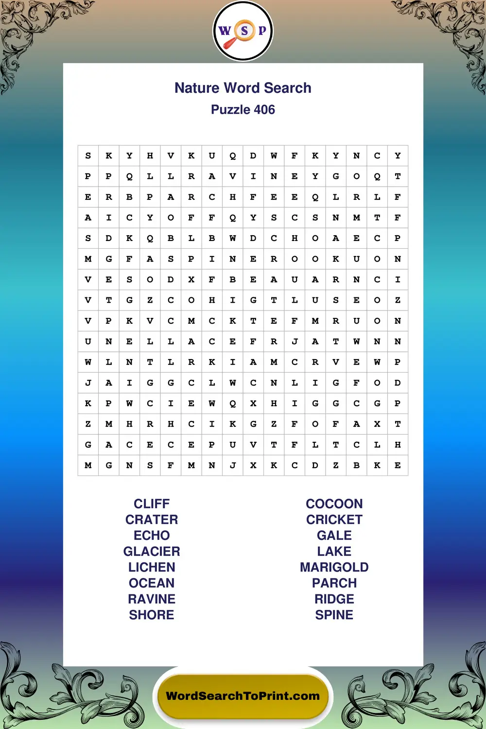 Nature Word Search Puzzle 406